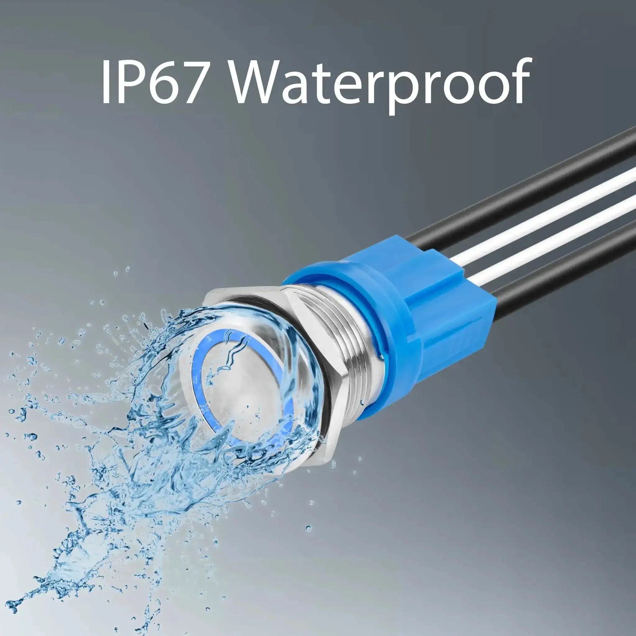 LED Latching Push Button Switch 16mm Stainless Steel IP67 Waterproof 5-24V 20A 1NO With Wire Socket Plug Blue For Marine Auto Security Gear And DIY Projects - Image 2