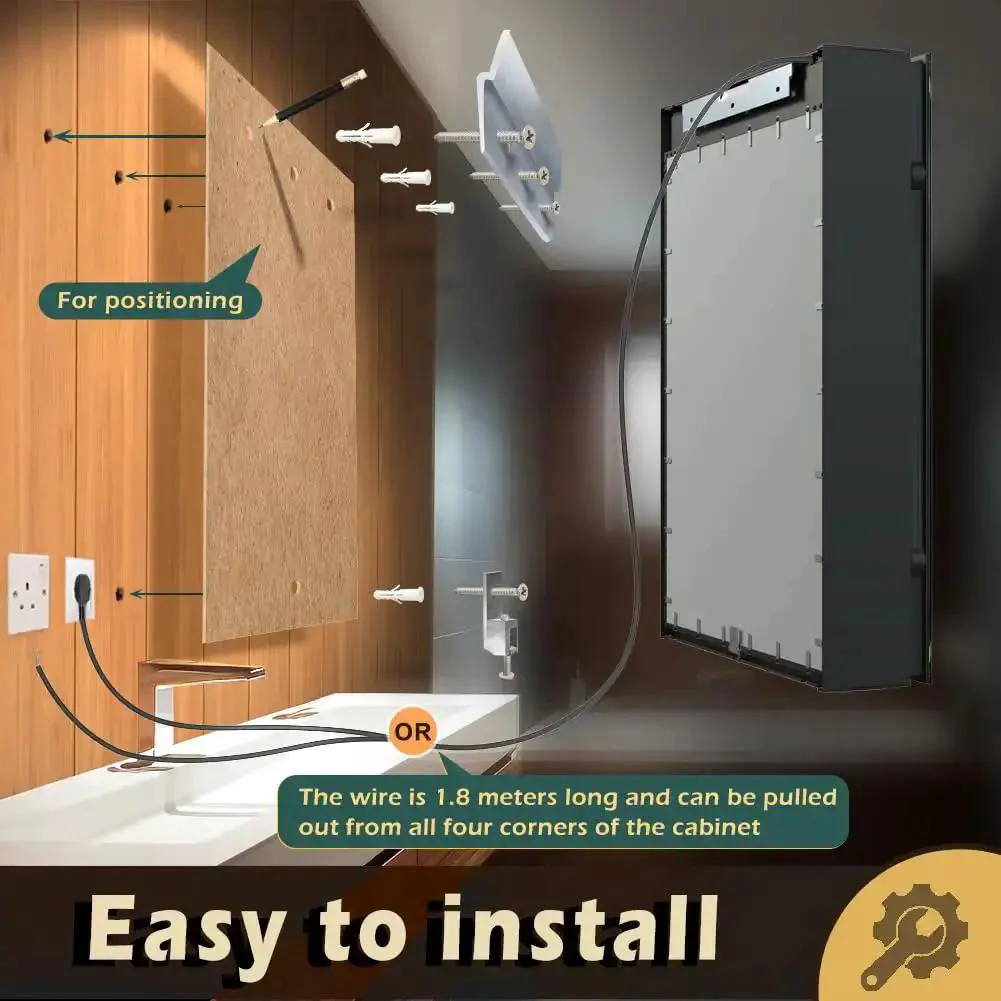 LED Lighted Bathroom Medicine Cabinet With Backlit Panel, USB Sockets, Anti Fog, Dimmable 3 Color Light Makeup Mirror, Wall Mounted, Easy Install, Inner Glow Two Door Cabinet 30 By 28 Inches - Image 2