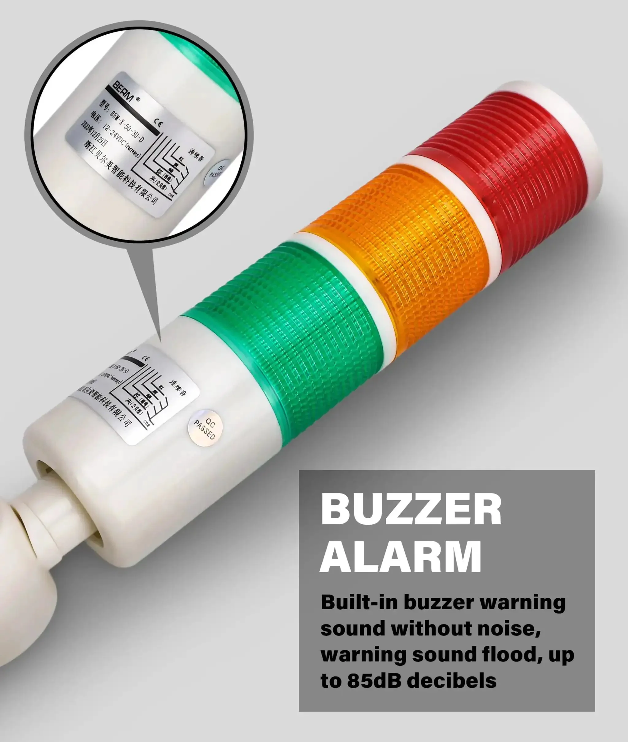 LED Warning Light Tower With Buzzer For CNC Machines And Tooling, Red Orange Green Indicator Alarm Stack, Industrial Alarm Beacon For Mechanical Equipment, 24VDC Power, Durable Construction, Easy Install, Clear Audible Alert - Image 6