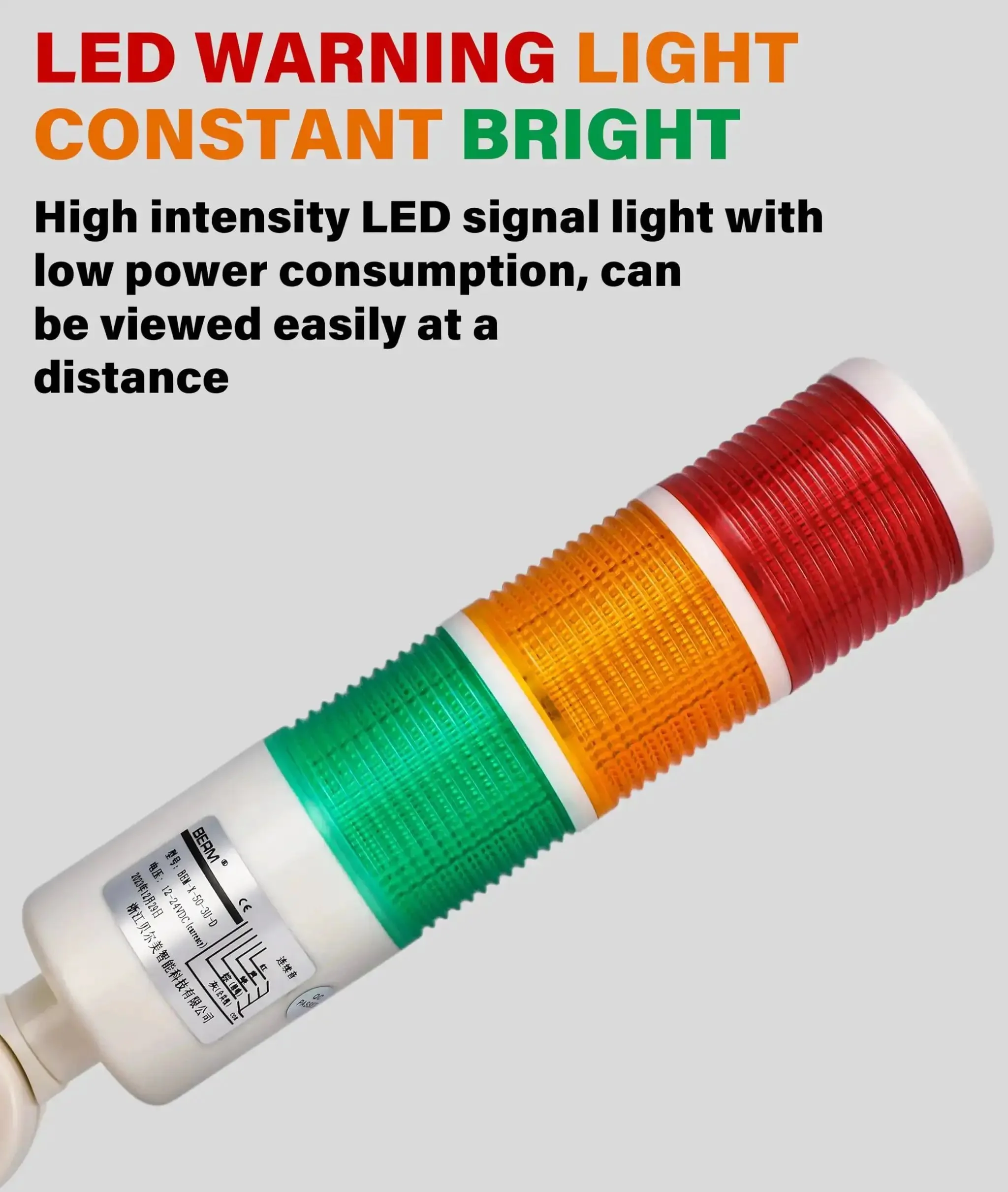 LED Warning Light Tower With Buzzer For CNC Machines And Tooling, Red Orange Green Indicator Alarm Stack, Industrial Alarm Beacon For Mechanical Equipment, 24VDC Power, Durable Construction, Easy Install, Clear Audible Alert - Image 8