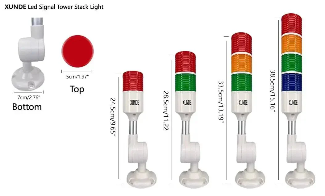 LED Warning Lights Multi Layer Industrial Signal Light With Tri Color Red Yellow Green Indicators, Audible And Visual Alarm For Machinery And Control Panels, 24V DC Power Input, 3 Layer Machine Equipment Indicator Lights For Status Alerts - Image 5