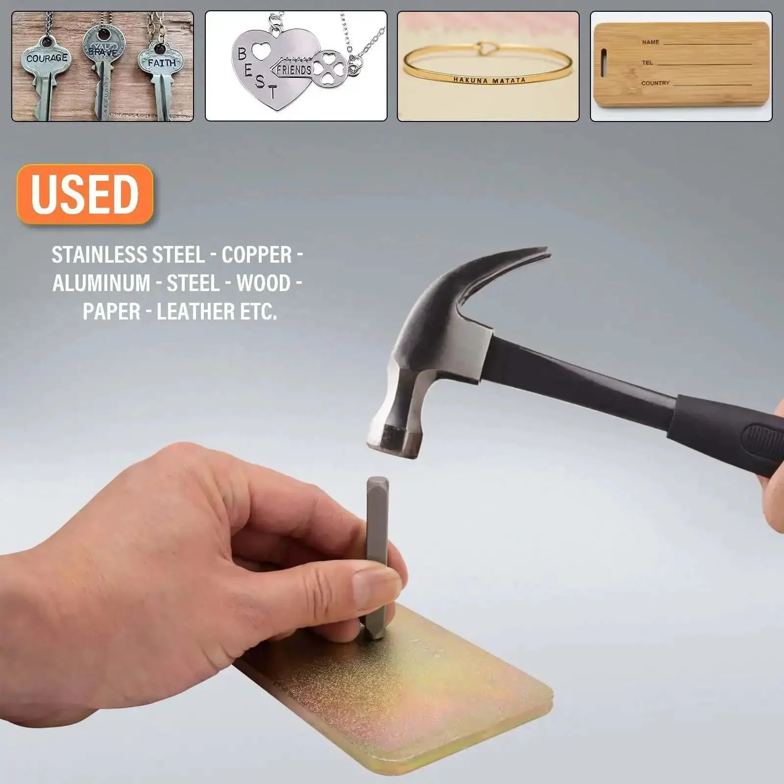 Letter And Number Punch Set One Quarter Inch Steel Stamp Kit For Metal Plastic Wood And Leather Imprinting Includes 26 Uppercase Letters A To Z 9 Numbers 0 To 9 And Ampersand Symbol 36 Piece Hand Stamp Tool For Do It Yourself Crafts - Image 5