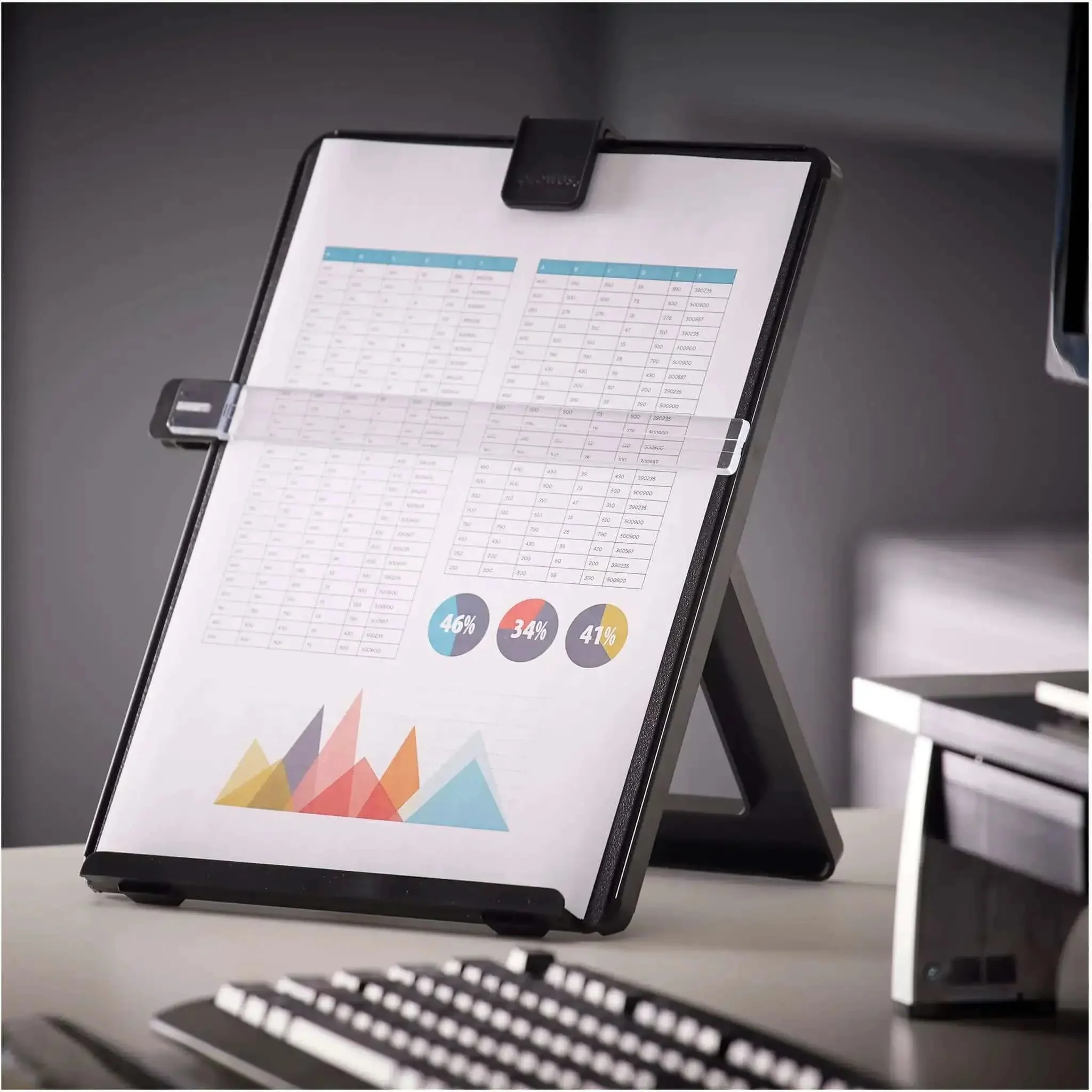 Letter Size Non Magnetic Copyholder With Removable Line Guide And Adjustable Easel Back For Height And Angle, Track Design For Repositioning, Holds Up To 125 Sheets Of Letter Paper, Durable Impact Resistant Plastic - Image 4