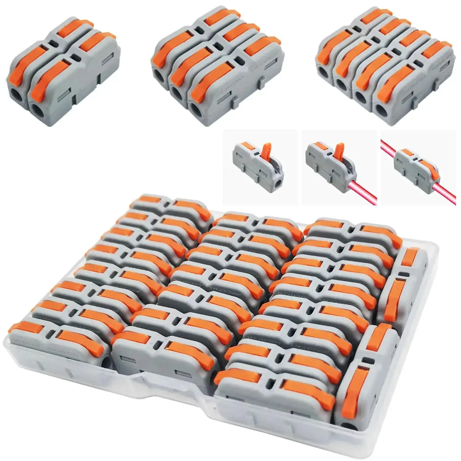 Lever Nut Wire Connector Kit 25 Pcs SPL-1M Quick Terminal Block Spring Connectors For Splicing 0.08 4mm2 Wire 28 12 AWG Easy DIY Electrical Hassle Free Flame Retardant Nylon Housing 250V 600V 32A Rated