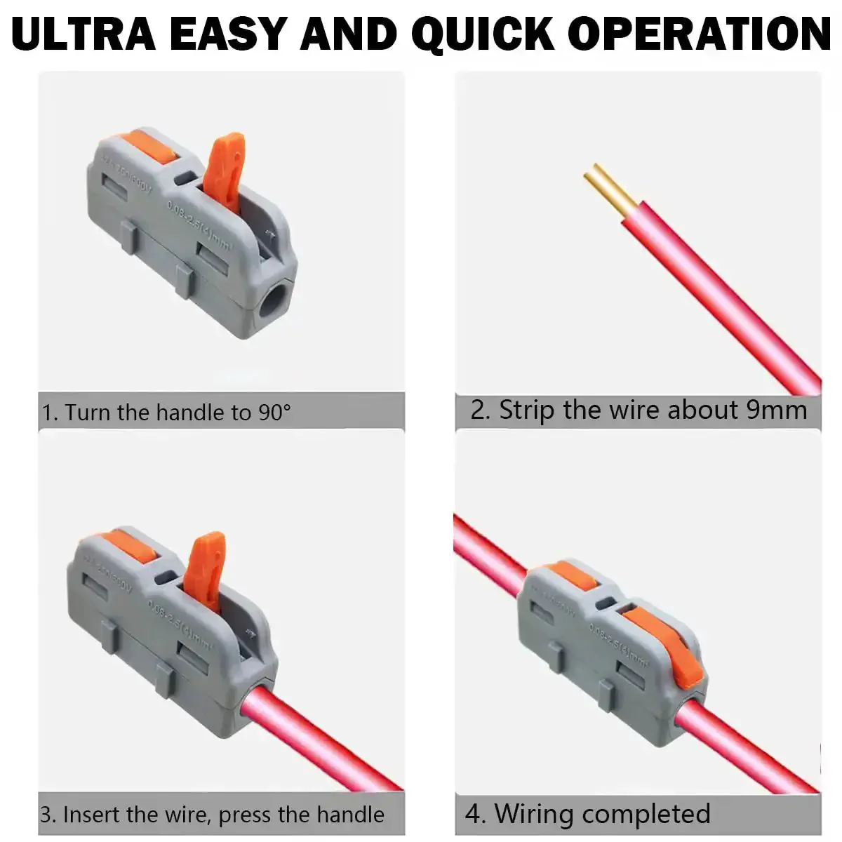 Lever Nut Wire Connector Kit 25 Pcs SPL-1M Quick Terminal Block Spring Connectors For Splicing 0.08 4mm2 Wire 28 12 AWG Easy DIY Electrical Hassle Free Flame Retardant Nylon Housing 250V 600V 32A Rated - Image 4