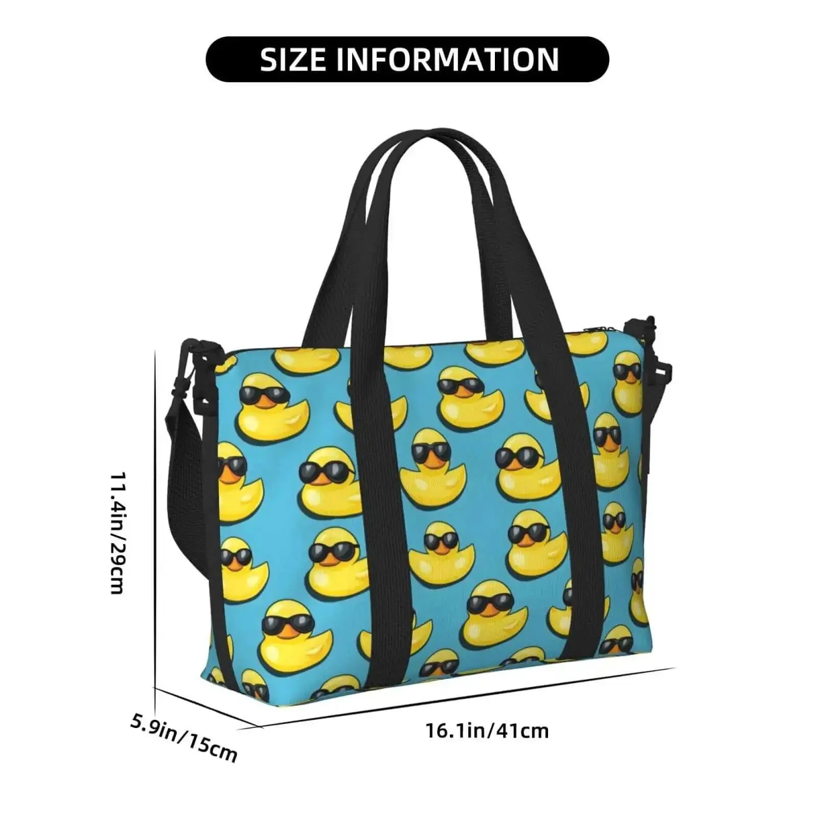 Lightweight Laptop Tote Bag With Cool Duck Sunglasses Print, Weekend Duffle For Travel And Work, Versatile Carry On Crossbody Gym Bag, Water Repellent Oxford Polyester, Durable Everyday Bag For Men And Women - Image 7