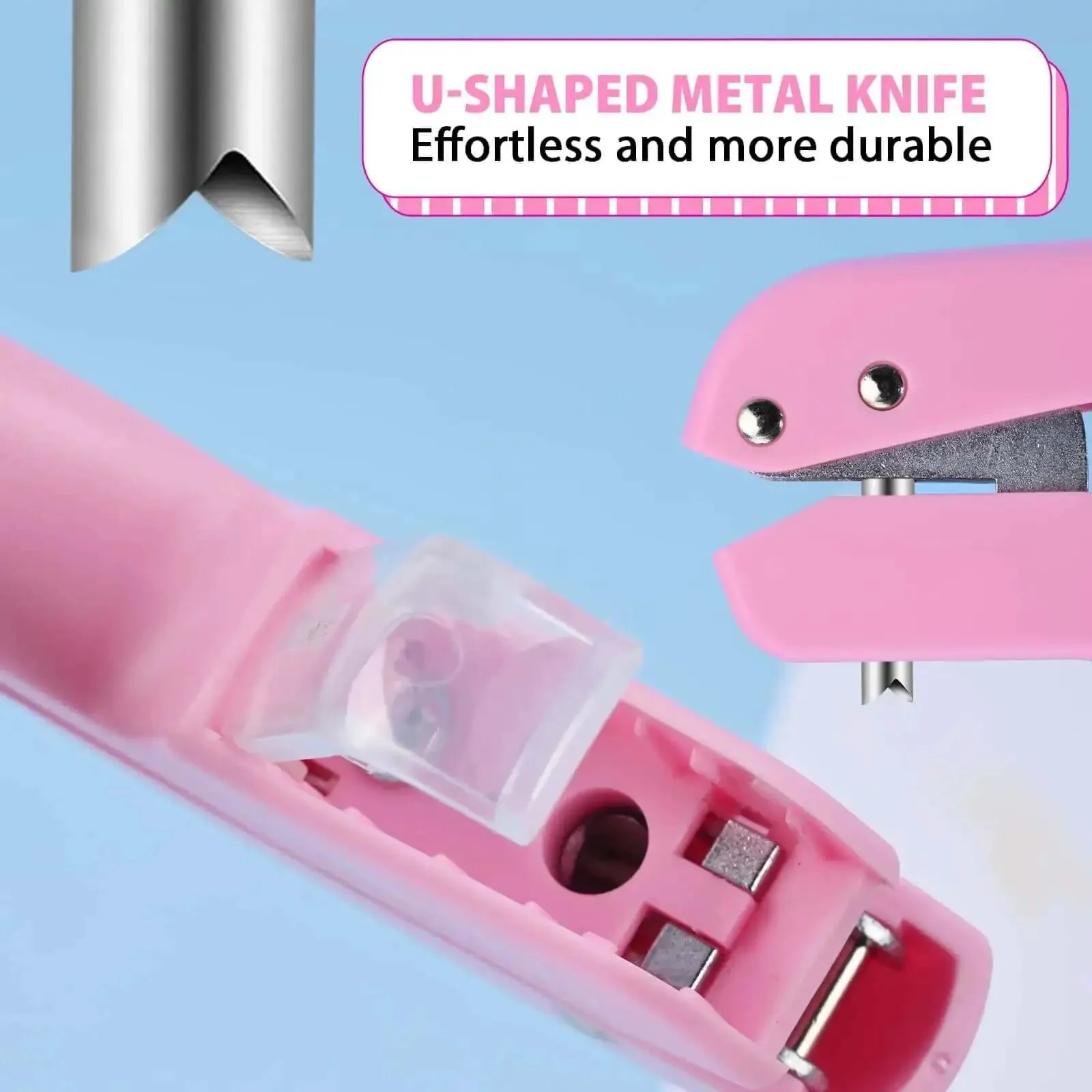 Lightweight Pink One Quarter Inch Hole Punch For Paper Cards And Cardboard With Fifteen Sheet Capacity Easy Grip No Jam Labor Saving Hole Puncher Featuring U Shaped Cutter Head Perfect For Office And School Use - Image 5
