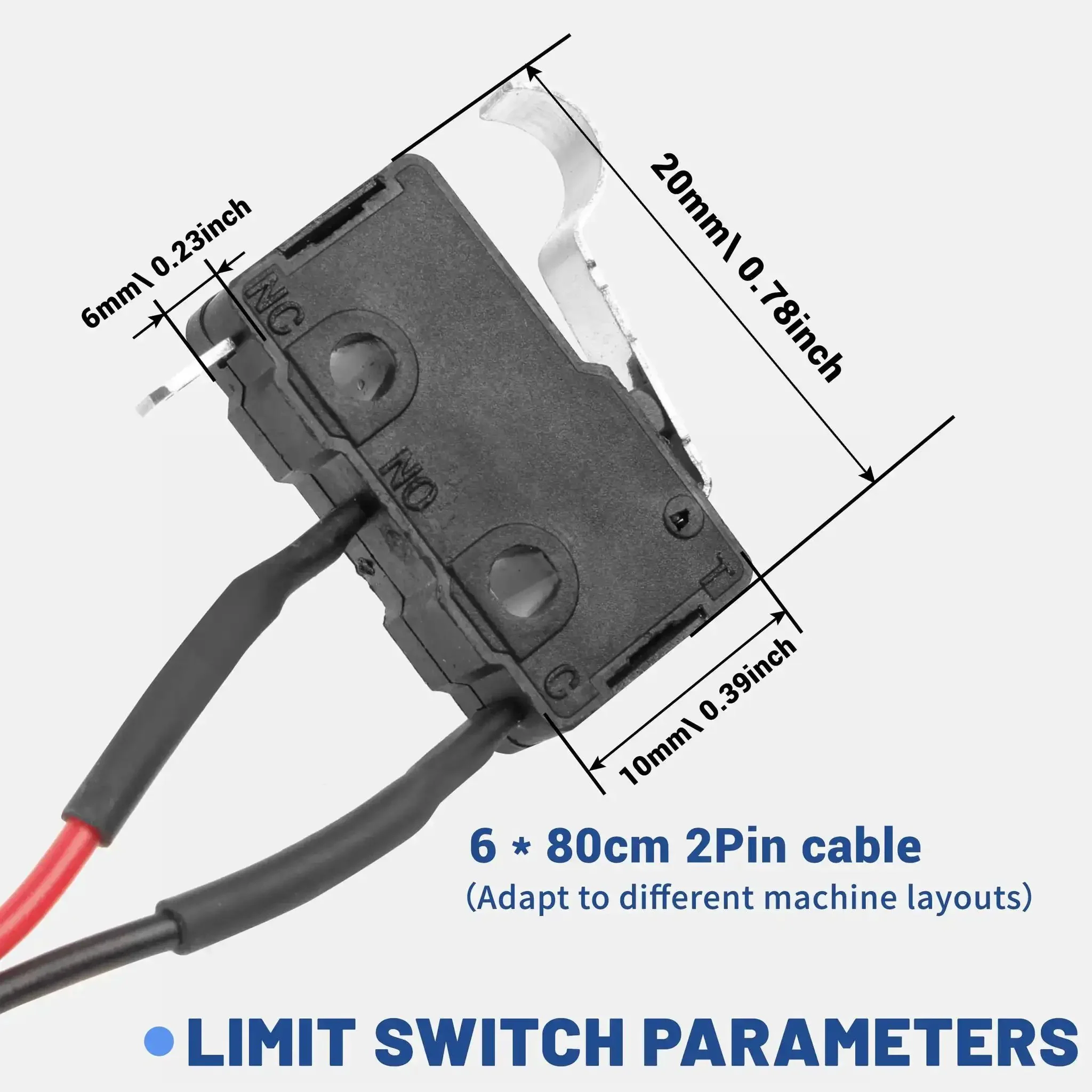 Limit Switch Kit With Emergency Stop For CNC Routers Featuring 6 Micro Switches 2 Pin Connector 80cm Cable 1NO 1NC Screws Compatible With 3018 Pro Max Plus CNC Engraving Machines - Image 3