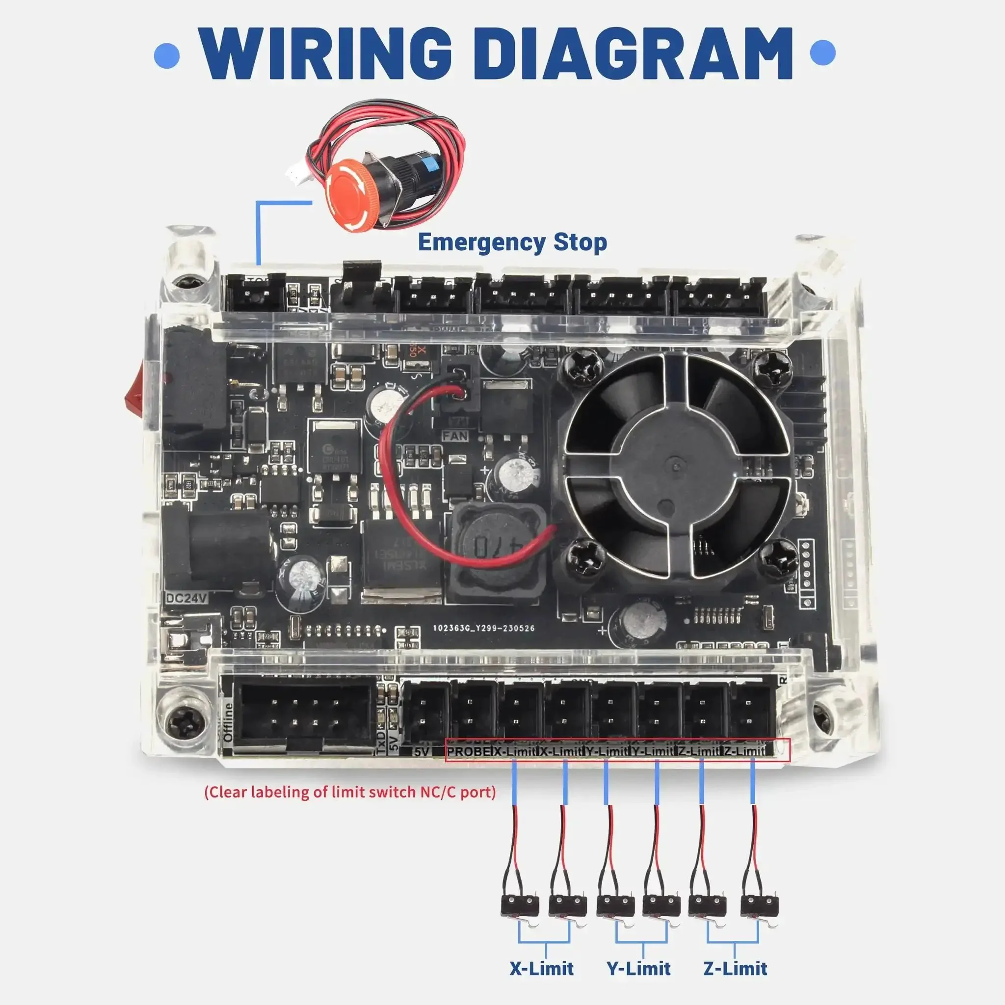 Limit Switch Kit With Emergency Stop For CNC Routers Featuring 6 Micro Switches 2 Pin Connector 80cm Cable 1NO 1NC Screws Compatible With 3018 Pro Max Plus CNC Engraving Machines - Image 4