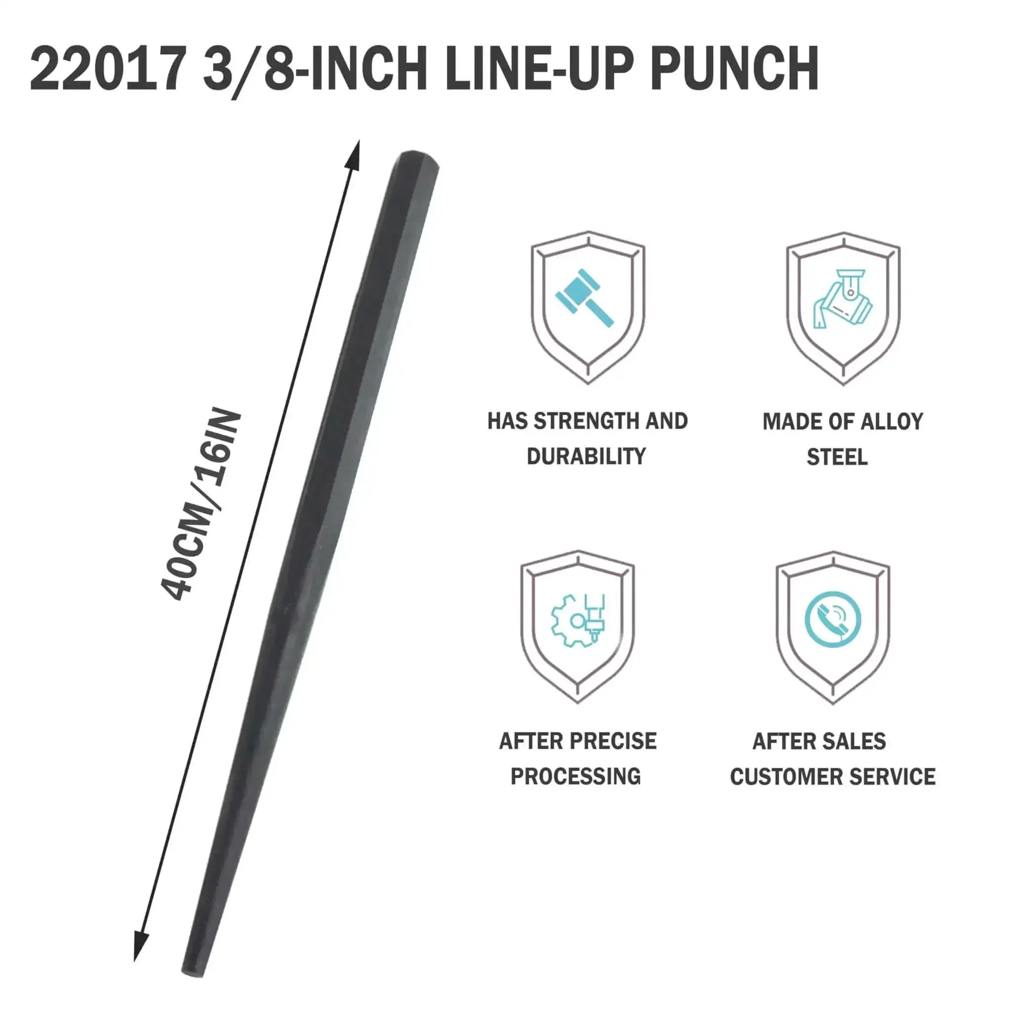 Line-Up Alignment Punch Set 3/8 Inch Cone Tip, 7/8 To 3/8 Inch Range, 15 Inch Long, Set Of 2, Straight And True Rivet And Pin Hole Alignment Punches For Precise Holes Before Rivets And Bolts - Image 2
