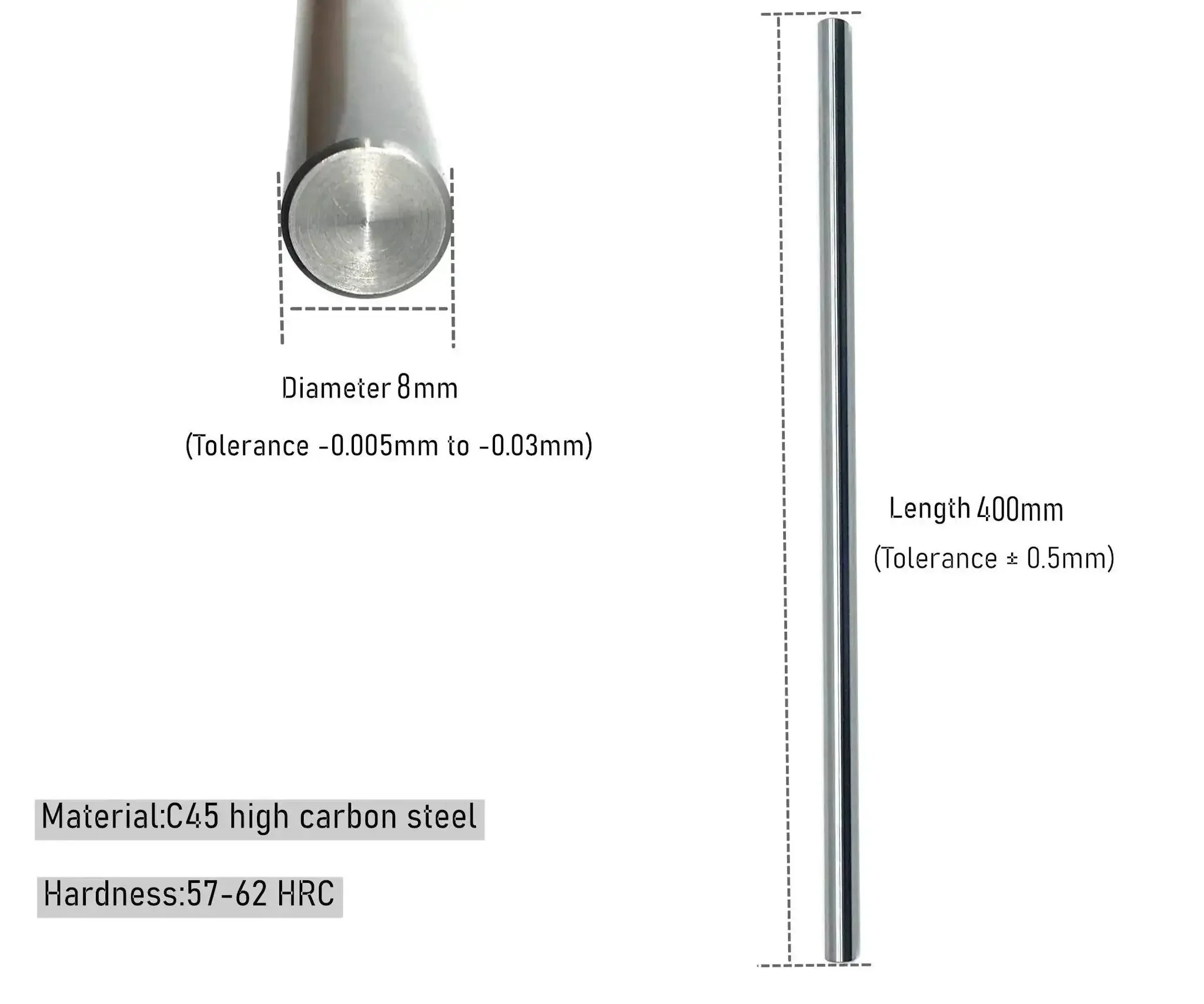 Linear Motion Rods 2 Pack 8mm x 400mm Case Hardened Chrome Plated Guide Rods For 3D Printer CNC And DIY Projects With Ultra Smooth Surface Finish And Metric H8 Tolerance - Image 4