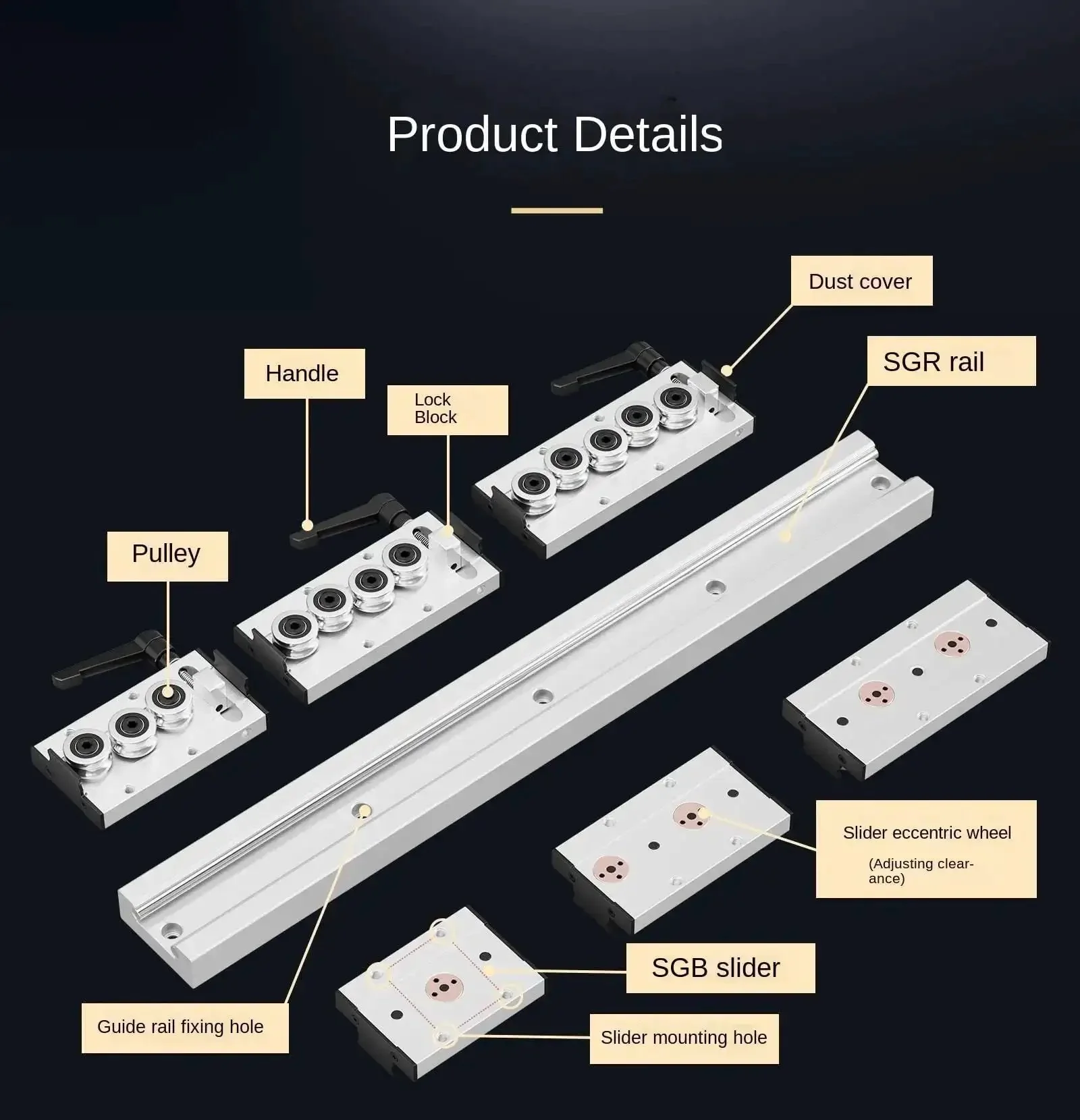 Linear Motion Slide Rails With One Rail And Two SGB20-4 Ball Bearing Blocks For CNC DIY And 3D Printer SGR20 1000mm Precision Guide Rail System Steel Rust-Resistant Surface Smooth And Sturdy Performance - Image 4