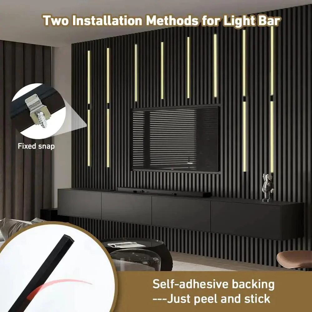 Linkable 15 Foot CCT COB LED Light Bar Kit With 12 Bars 2700K To 6500K Tunable White High CR90 Plus Color Rendering 12V 50W Smart Transformer RF Remote And Alexa Voice Control For Wood Slat Walls Cabinet DIY Lighting Black Channel - Image 2