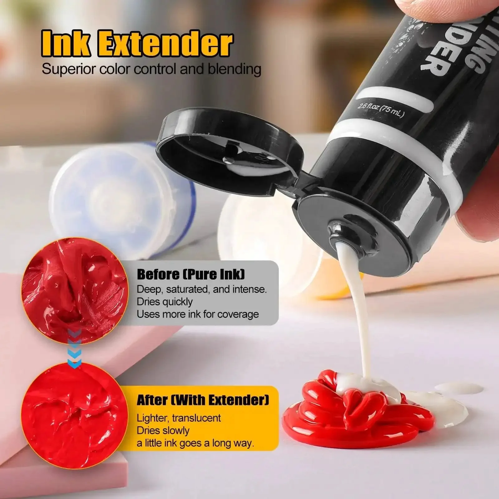 Linoleum Block Printmaking Kit With Four Color Ink Linocut Tools Brayer And Baren Ink Plate Transfer Papers Sharpener Stone And Rubber Stamp Craft Set For Kids DIY Gift - Image 4