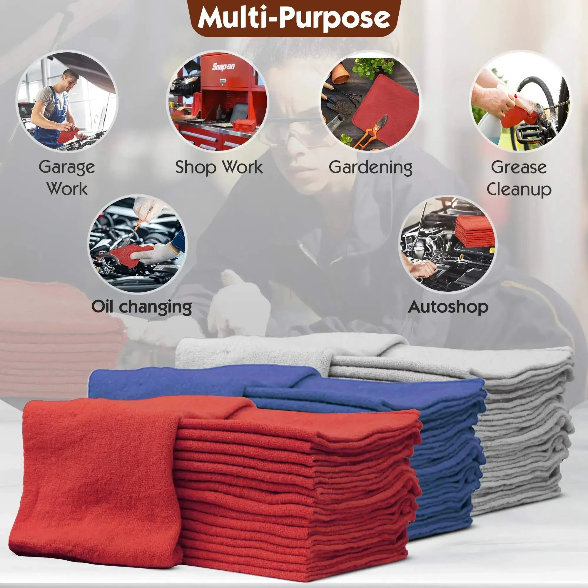 Lint Free 14x14 Shop Towels 25 Pack 100% Cotton Commercial Grade Red Rags For Auto Mechanics Pro Grade Durable 4 Sided Overlocked Stitching Ideal For Dry Or Wet Cleaning In Bulk - Image 8