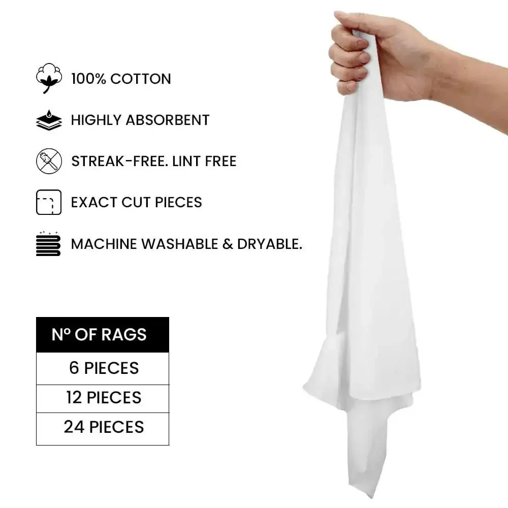 Lint Free Cleaning Rags 24 Pack 100 Percent Cotton Cloths Soft Tee Shirt Material Highly Absorbent And Durable Pro Grade For Cast Iron Cleaning Wood Staining Dusting Shoe Polishing And Everyday Household Automotive And Industrial Use 17 By 17 Inches - Image 5