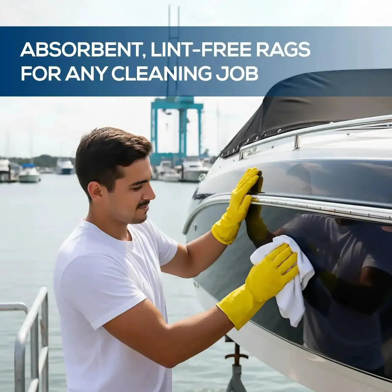 Lint Free White Tshirt Rags 100 Percent Cotton Highly Absorbent Die Cut Jersey Wiping Towels 20x20 Inches For Kitchen Industrial Wood Cleaning Reusable Cloths 45 Pack Heavy Duty Pro Grade All Purpose Cleaning Rag Set - Image 6