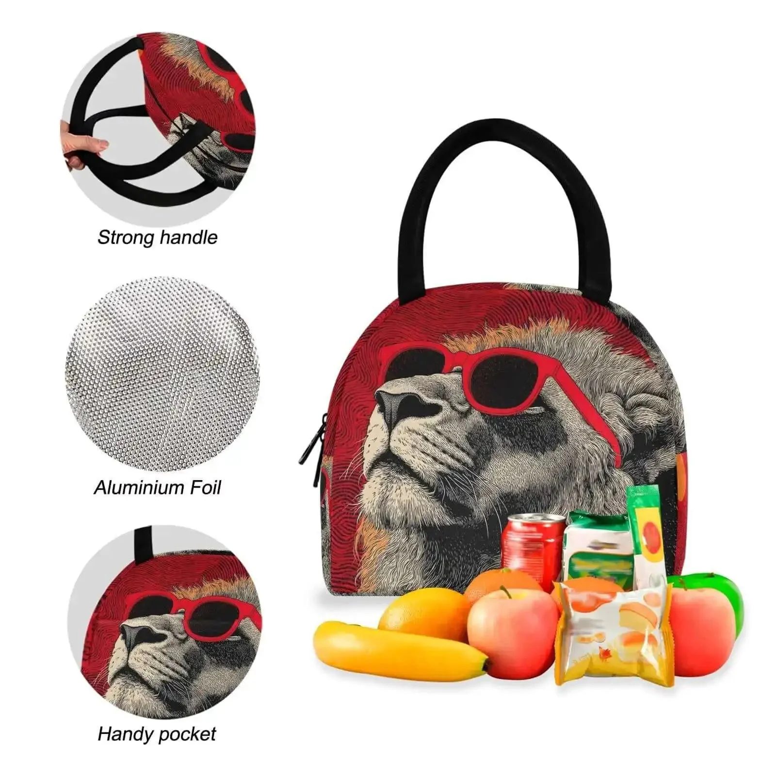 Lion Sunglass Backpack With Insulated Cooler Lunch Box, Lightweight 15.6 Inch Laptop Daypack For Women And Men, Scratch Resistant Nylon, Multiple Pockets, Insulated Lunch Bag For Work Travel - Image 5