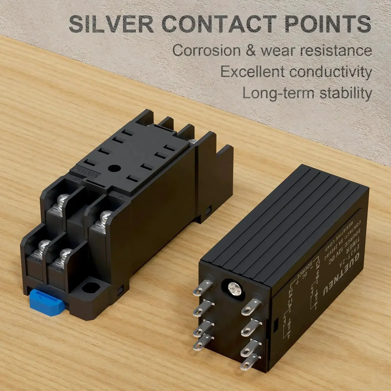 Liquid Crystal Display Time Relay With Dual Time Delay Function Double Pole Double Throw 12 Volt Direct Current Plug In Socket Rugged ABS Housing Silver Alloy Contacts Easy Install Safe Flame Resistant Design For Do It Yourself Projects - Image 6