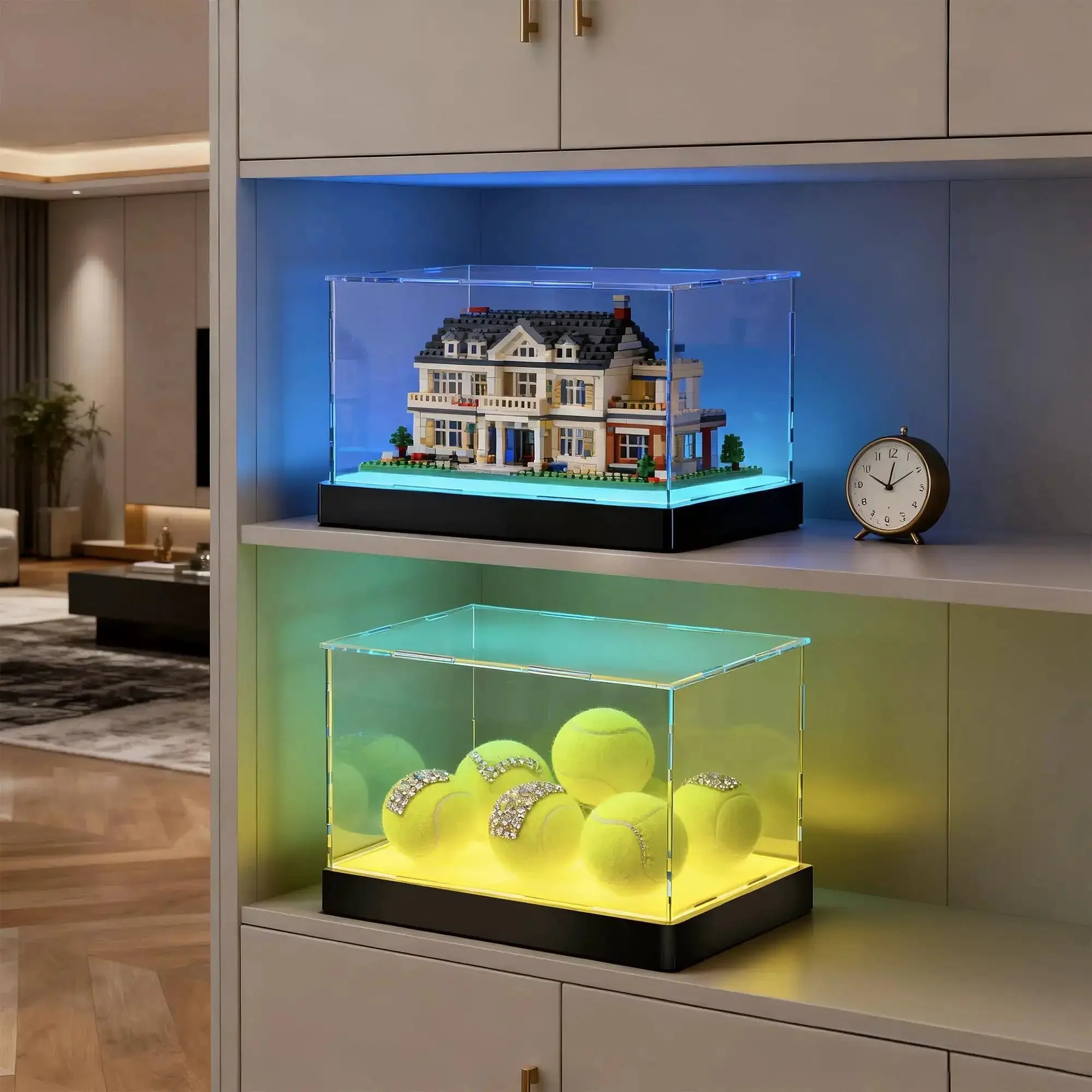 Lit Display Case With RGBW LED Lights USB Powered Switch Panel And App Control For 1:18 Scale Car Models And 1:24 Die Cast Collectibles Clear Museum Grade Display Box 13x6.7x6.3 Inches Easy Assembly - Image 3