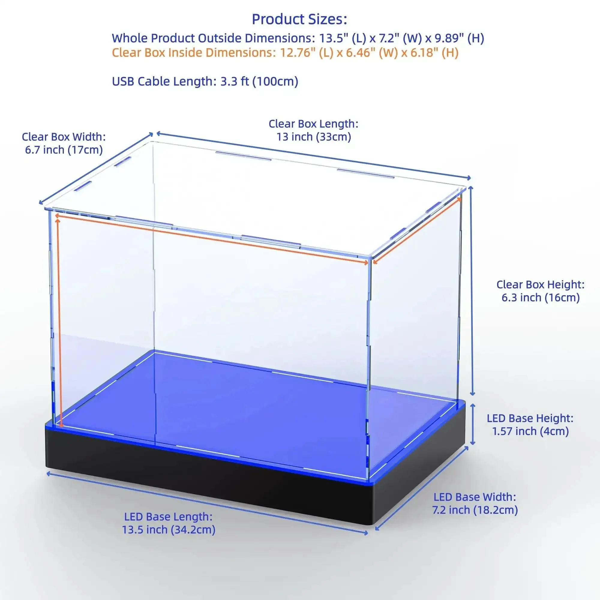 Lit Display Case With RGBW LED Lights USB Powered Switch Panel And App Control For 1:18 Scale Car Models And 1:24 Die Cast Collectibles Clear Museum Grade Display Box 13x6.7x6.3 Inches Easy Assembly - Image 9