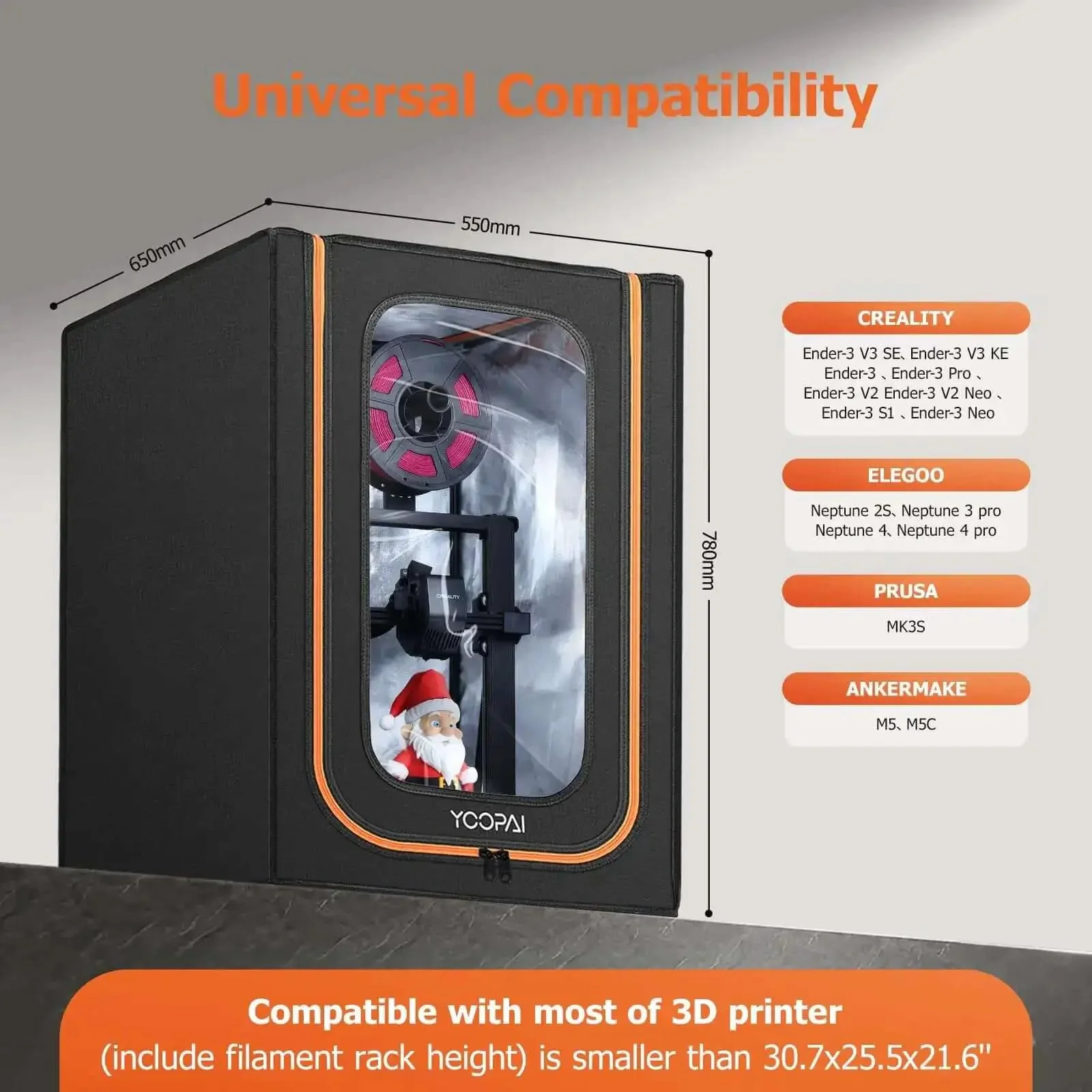 Lit LED Lighted 3D Printer Enclosure With Fireproof Dustproof Tent And Temperature Control For Ender 3 Series And Compatible Models Keeps Heat In, Reduces Warping, Reduces Jams, And Lets You Watch Prints Clear And Easy - Image 6