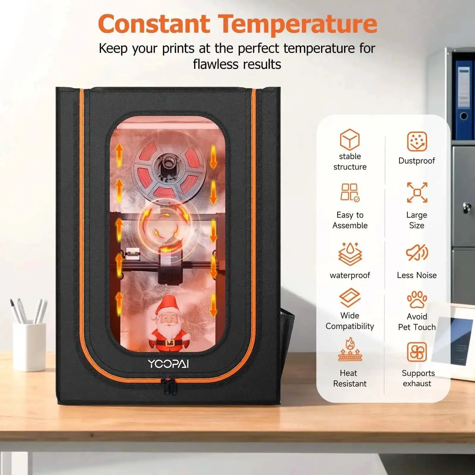 Lit LED Lighted 3D Printer Enclosure With Fireproof Dustproof Tent And Temperature Control For Ender 3 Series And Compatible Models Keeps Heat In, Reduces Warping, Reduces Jams, And Lets You Watch Prints Clear And Easy - Image 8