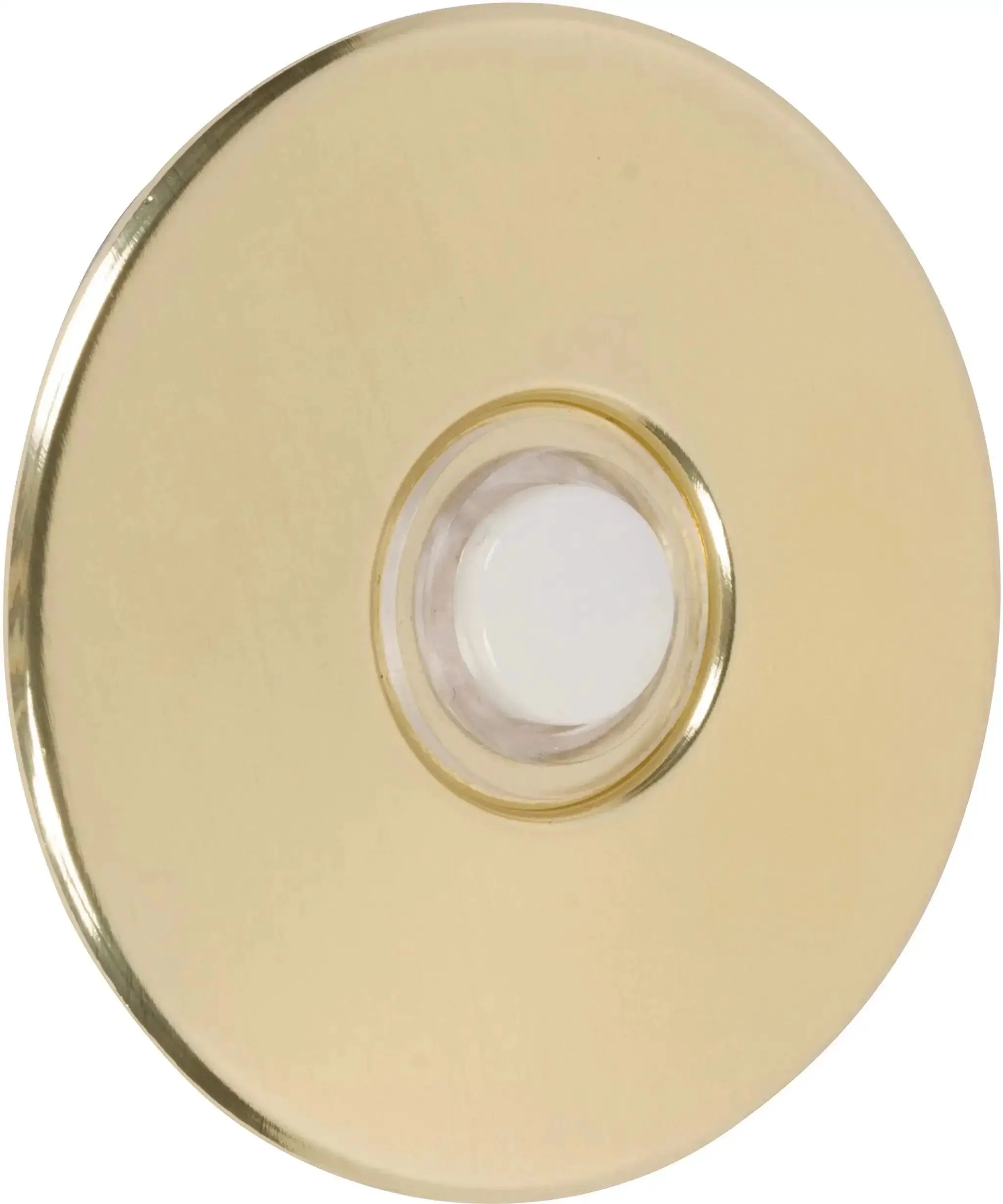 Lit Stucco Pushbutton Doorbell Button With Gold Rim Pearl Button 5/8 Inch Diameter And 2-1/2 Inch Gold Anodized Aluminum Plate Spring Set For Home Or Business Use