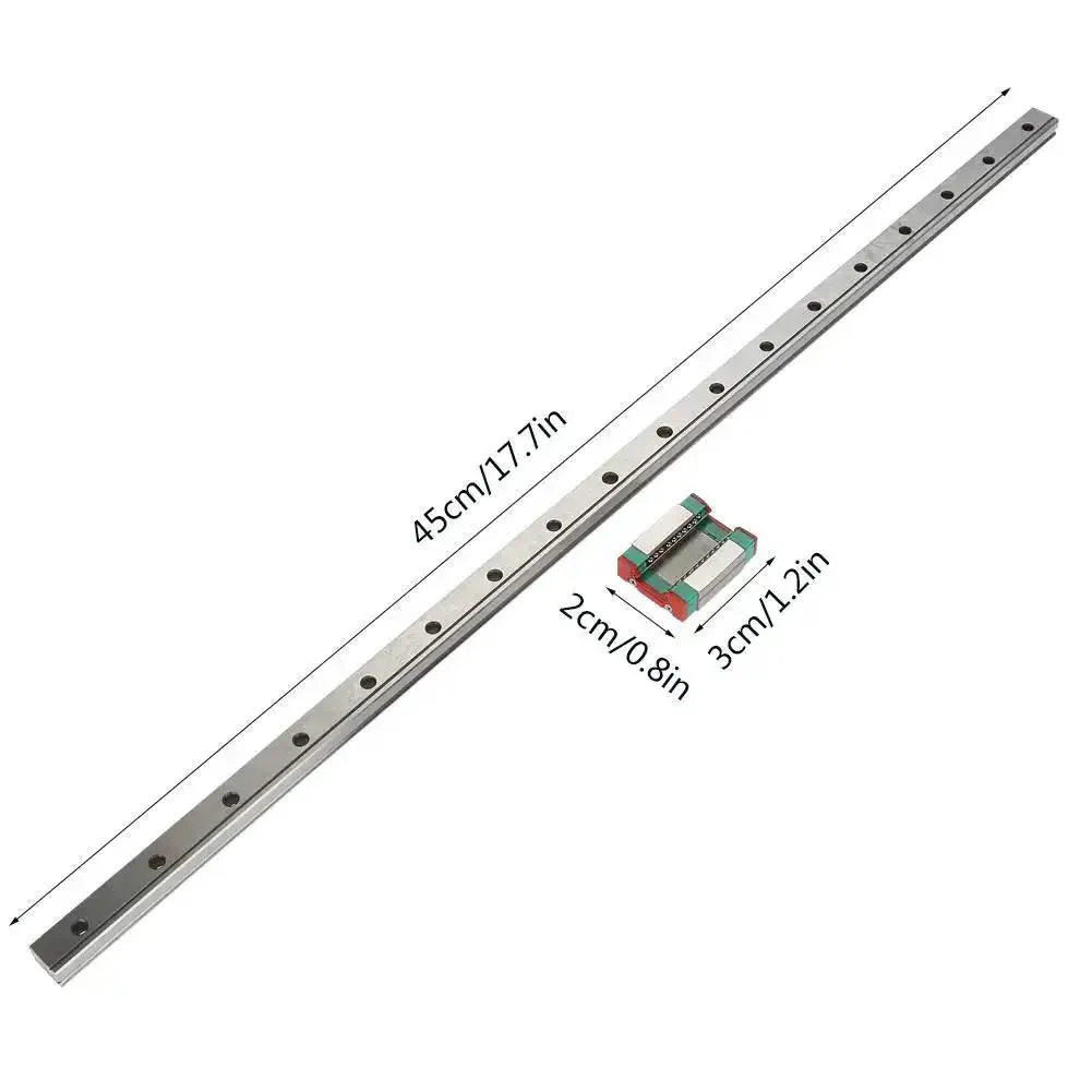 12mm Wide Miniature Linear Rail Guide With 4-Point Contact Slide Block Long-Lasting Lubrication System 450mm Precision Motion Rail For CNC Robotics Automation And Fine Positioning - Image 5