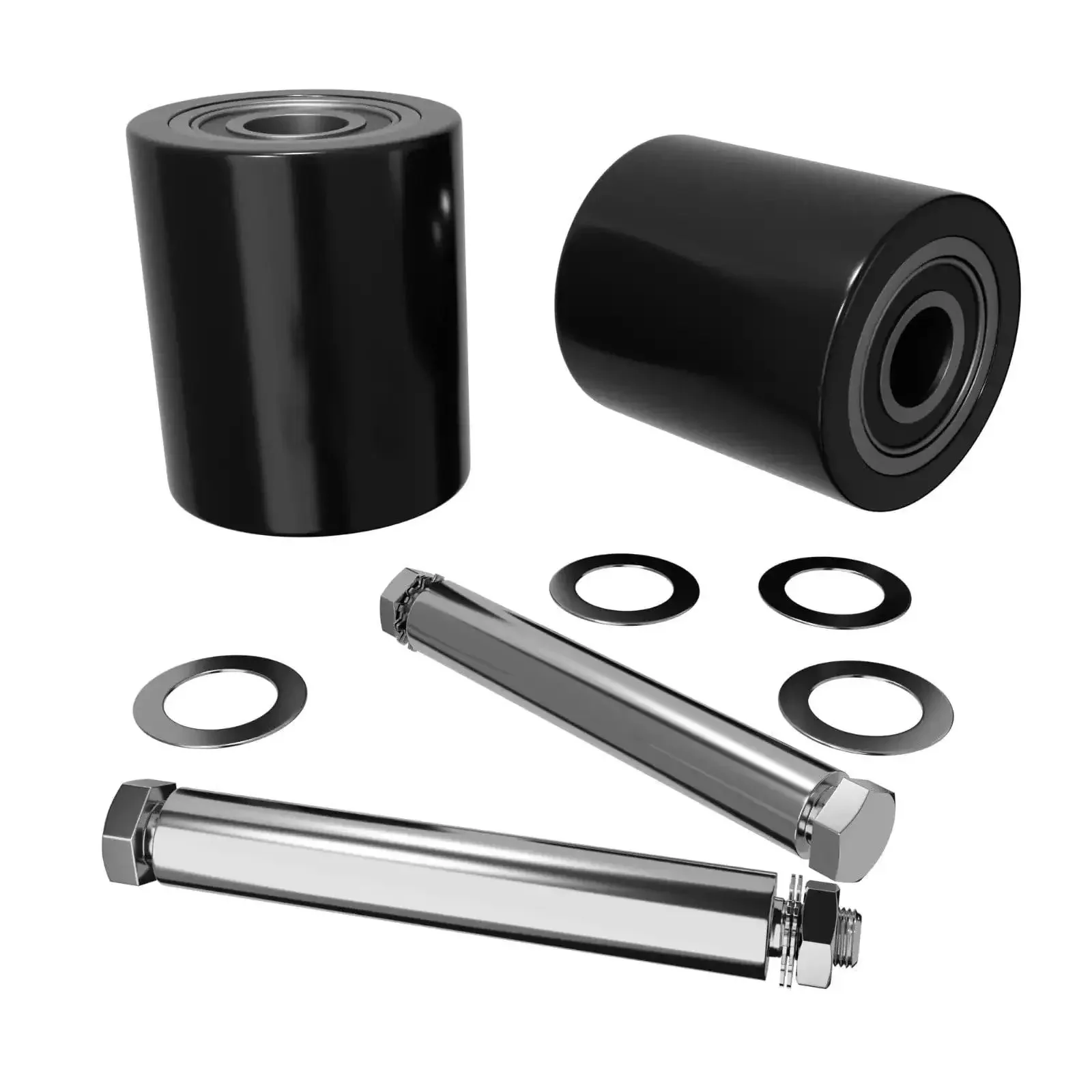 Load Wheel Kit For Central Hydraulic Manual Pallet Jack Model 39939 Beefed Up Ultra Poly 70D Load Wheel Assemblies With Bearings And Axles For Smooth Lifting And Easy Rolling