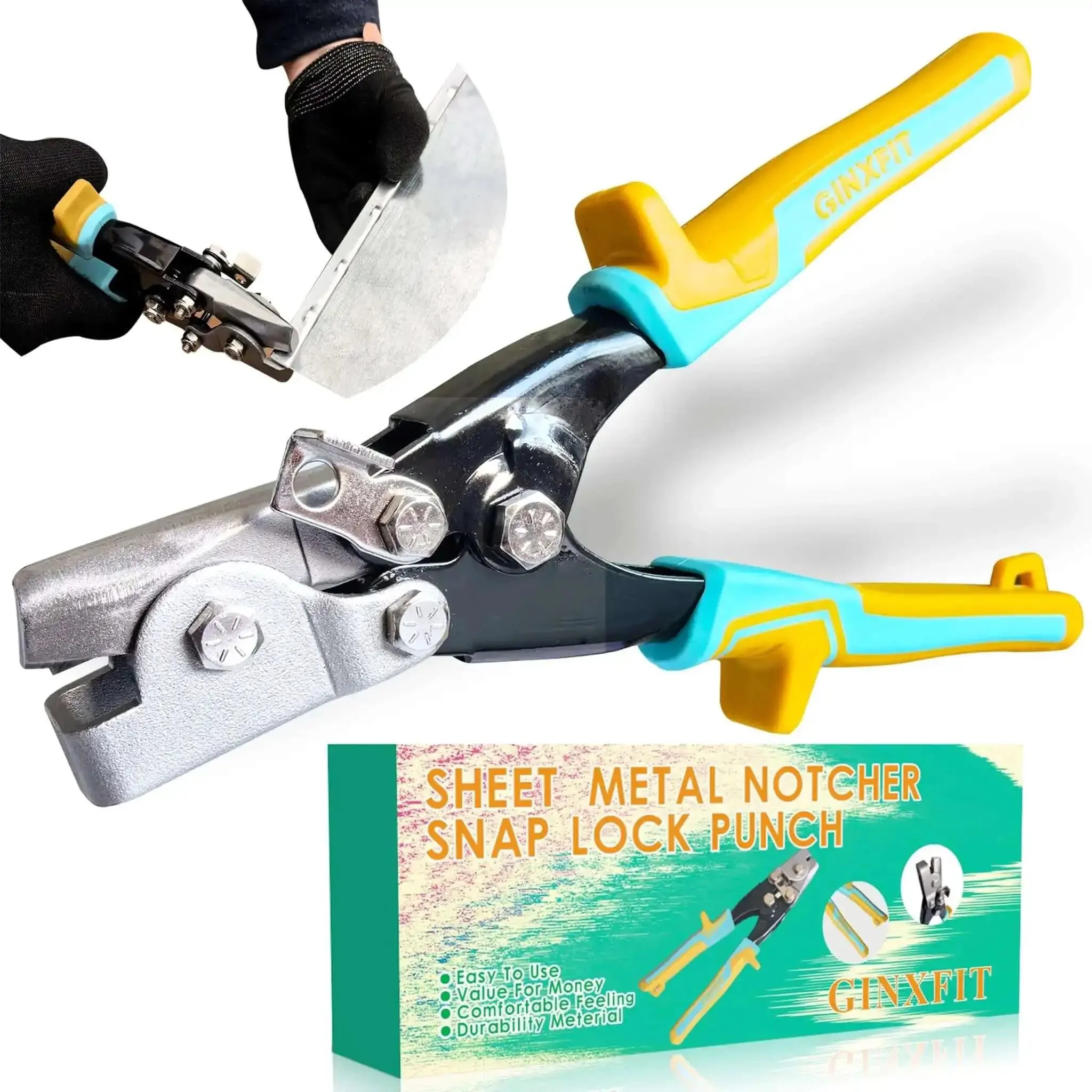 Lock Notcher And Gutter Crimper Tool For Sheet Metal And Vinyl Siding, Crimping Tool For Gutter End Caps And Skirting, Three Eighths Inch Wide Locking Tab On Cut Edges, 9 Inches, Heavy Duty For Secure Joints