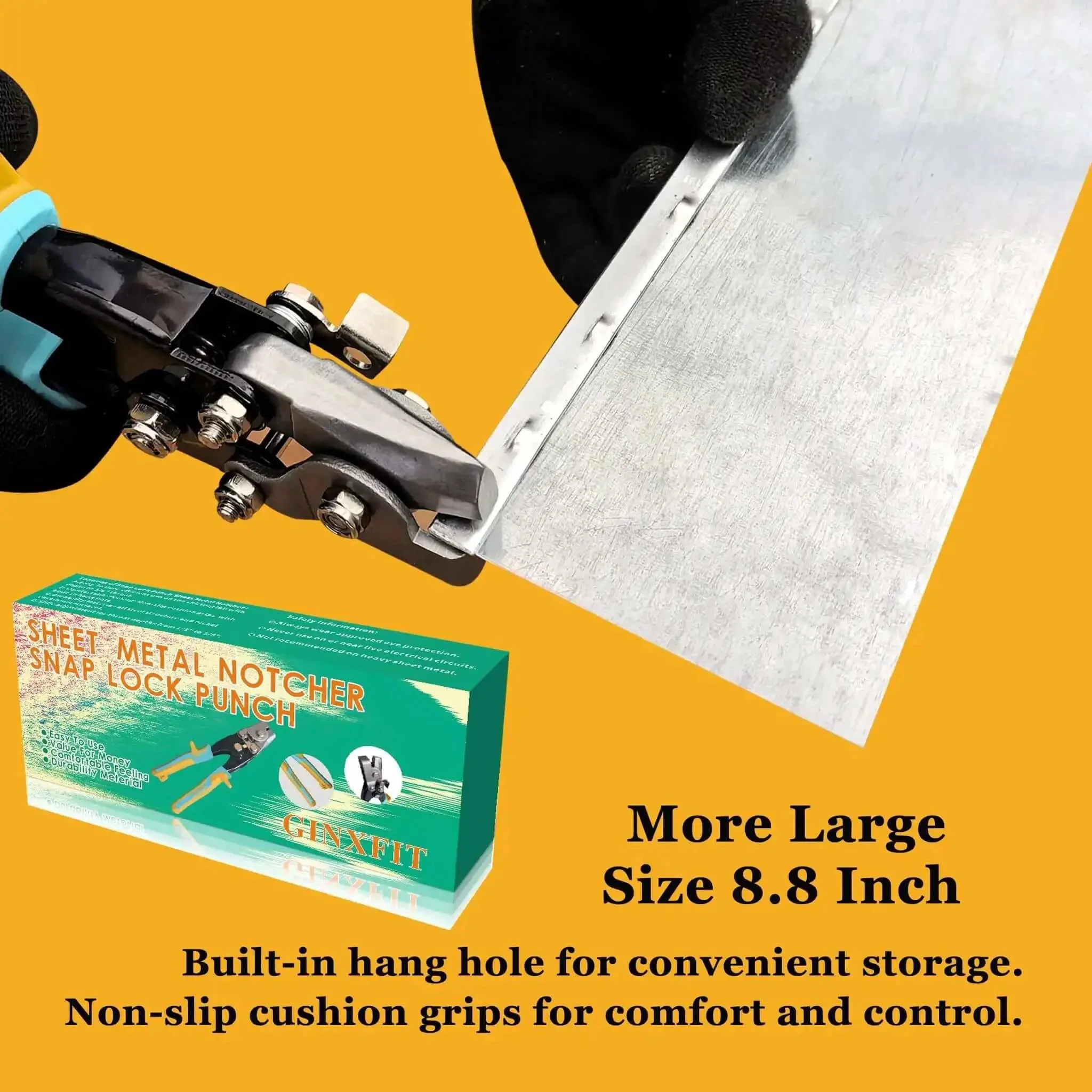 Lock Notcher And Gutter Crimper Tool For Sheet Metal And Vinyl Siding, Crimping Tool For Gutter End Caps And Skirting, Three Eighths Inch Wide Locking Tab On Cut Edges, 9 Inches, Heavy Duty For Secure Joints - Image 7