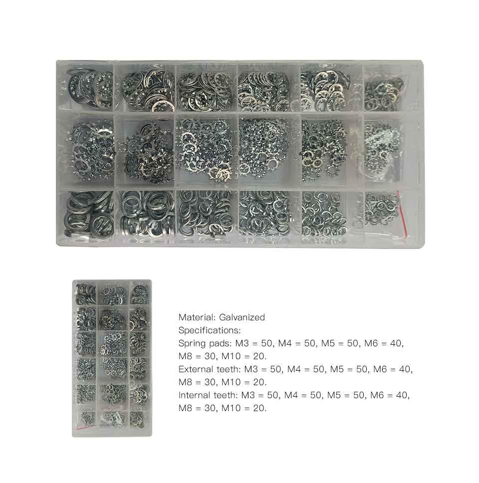 Lock Washer Kit With 720 Pieces External And Internal Star And Split Washers Metric 6mm 8mm 10mm And SAE 1/4In 5/16In 3/8In For Auto And DIY Projects Durable Alloy Zinc Finish For Long Life And Easy Install In Auto And Home Repairs - Image 6
