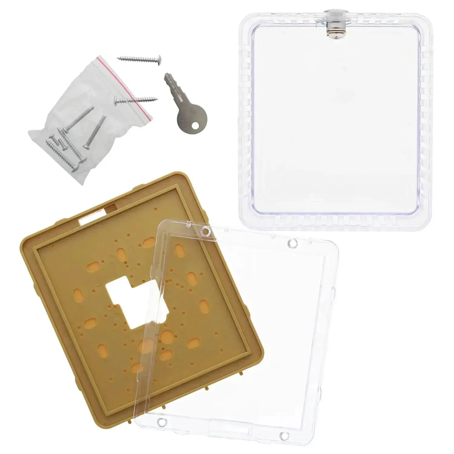 Lockable Thermostat Cover Box With Key For Wall Mount HVAC Control Panel Protects Your AC And Heating Unit Clear Plastic Lock Box Keeps Prying Hands Away From It Easy Fit 5.25 By 2.75 By 4.6 Inch Energy Saving - Image 2