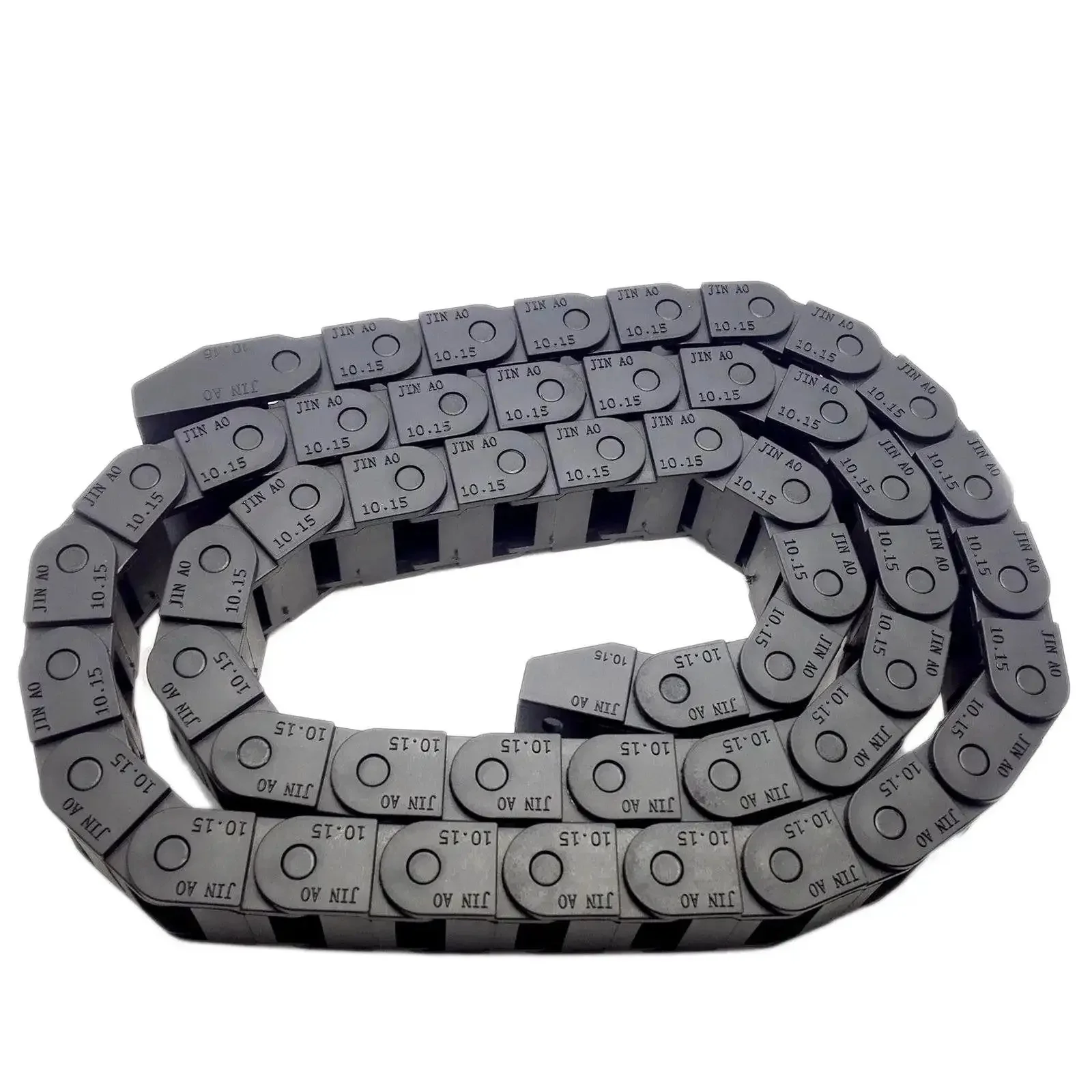 Long Black Nylon Cable Drag Chain Wire Carrier 2M 2000mm 10x15mm Internal Size Beefed Up Reinforced PA66 Cable Guide For CNC Machines Robotic Arms 3D Printers And Heavy Equipment
