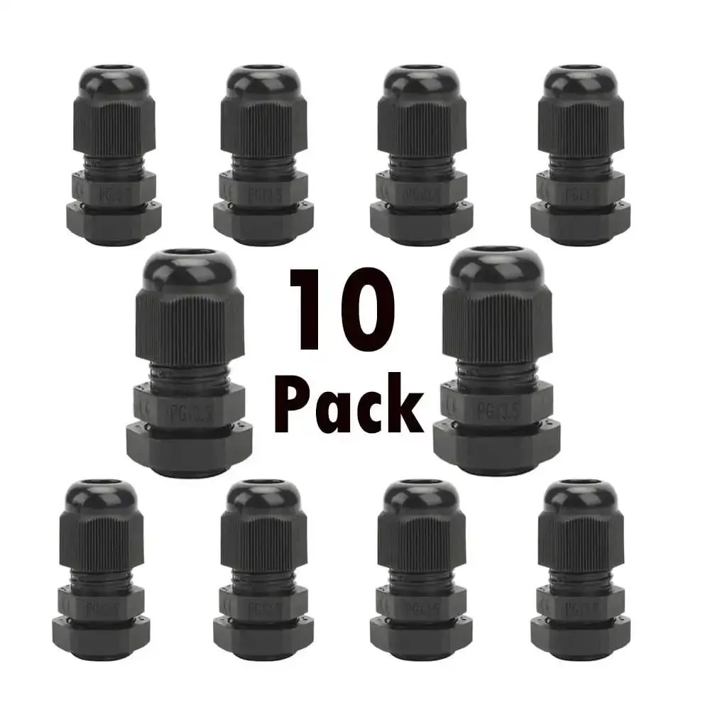 Long Thread PG13.5 Plastic Cable Gland Nylon 10 Pack With Gaskets Weatherproof IP68 To 5 Bar 6mm To 12mm Cord Grip For Thick Electrical Boxes Rugged Conduit And Cord Grip Adapters - Image 3