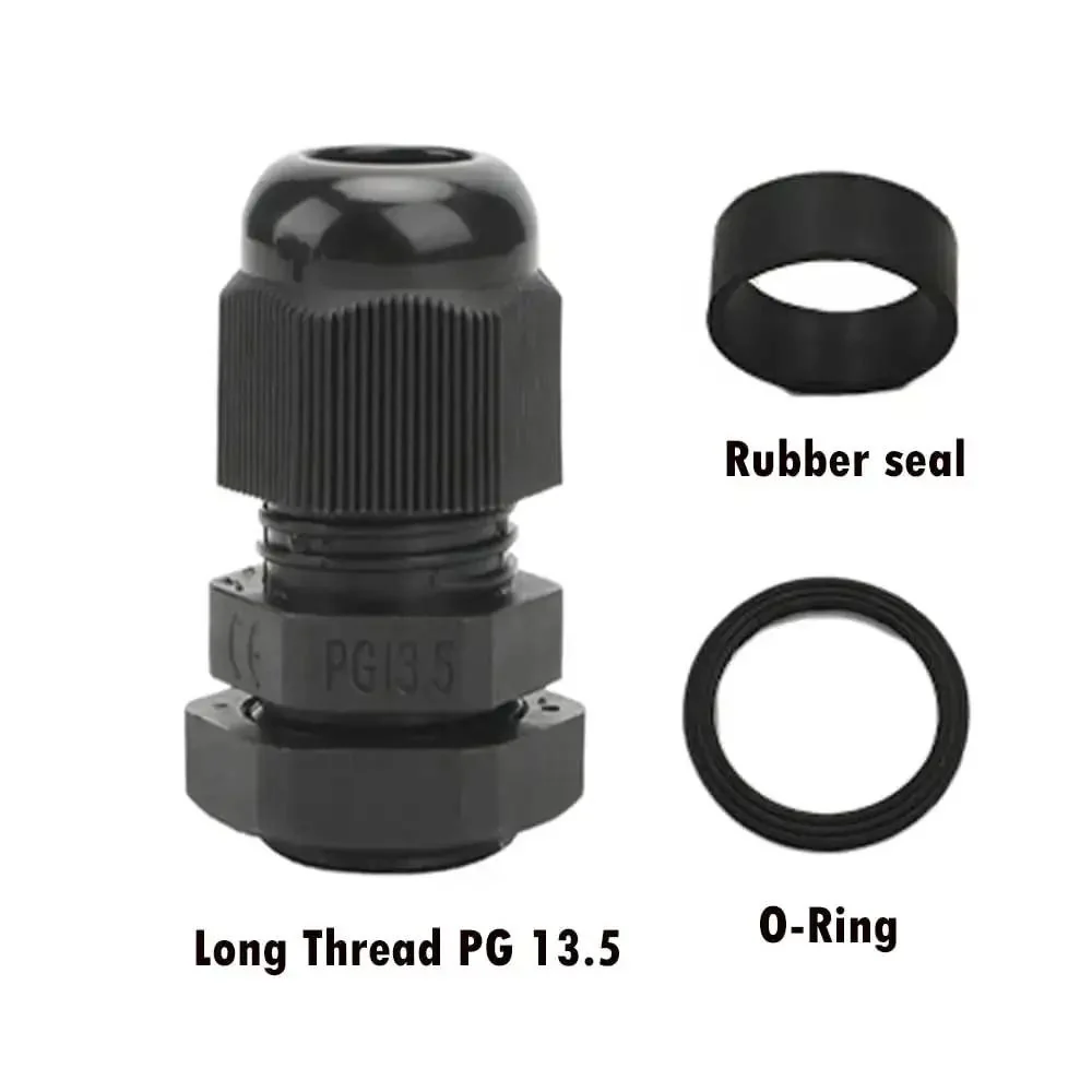 Long Thread PG13.5 Plastic Cable Gland Nylon 10 Pack With Gaskets Weatherproof IP68 To 5 Bar 6mm To 12mm Cord Grip For Thick Electrical Boxes Rugged Conduit And Cord Grip Adapters - Image 4
