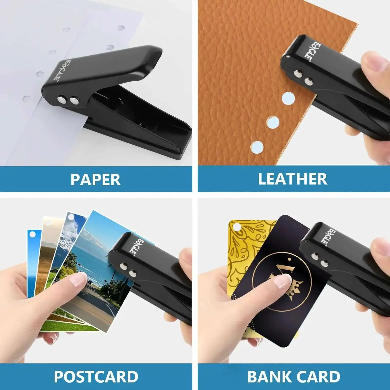 Low Force One Hole Paper Punch, 12 Sheets Capacity, One Quarter Inch Hole Size, Metal Desk Punch, Compact Portable Black Office Punch With Anti Skid Base, Ideal For Home, School Or Small Office Use - Image 5