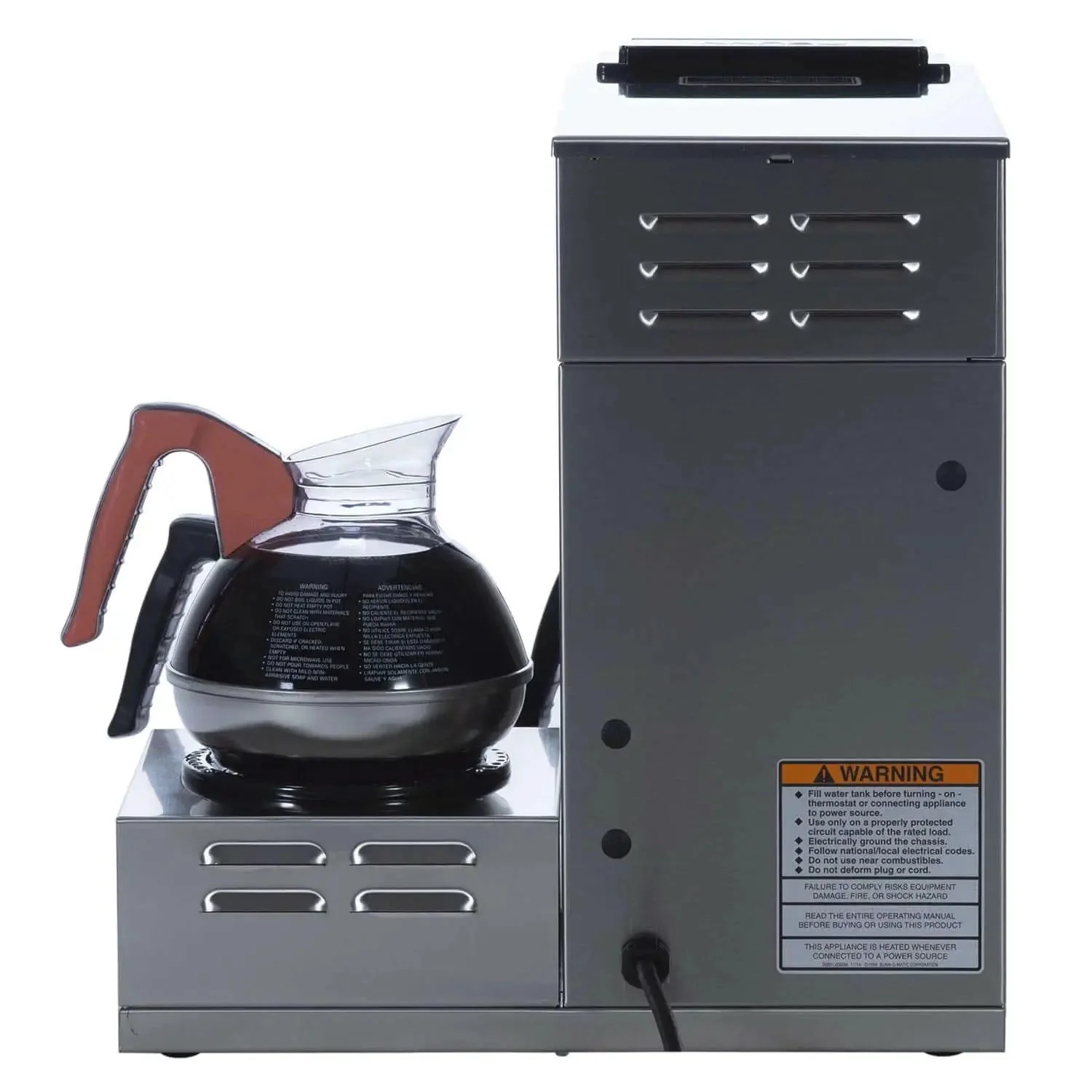 Low Profile 12 Cup Pourover Commercial Coffee Maker With 3 Lower Warmers Silver Finish A Real Workhorse For Cafes Or Busy Offices NoNonsense Durable Heavy Duty Brewer Model 13300.0003 - Image 4
