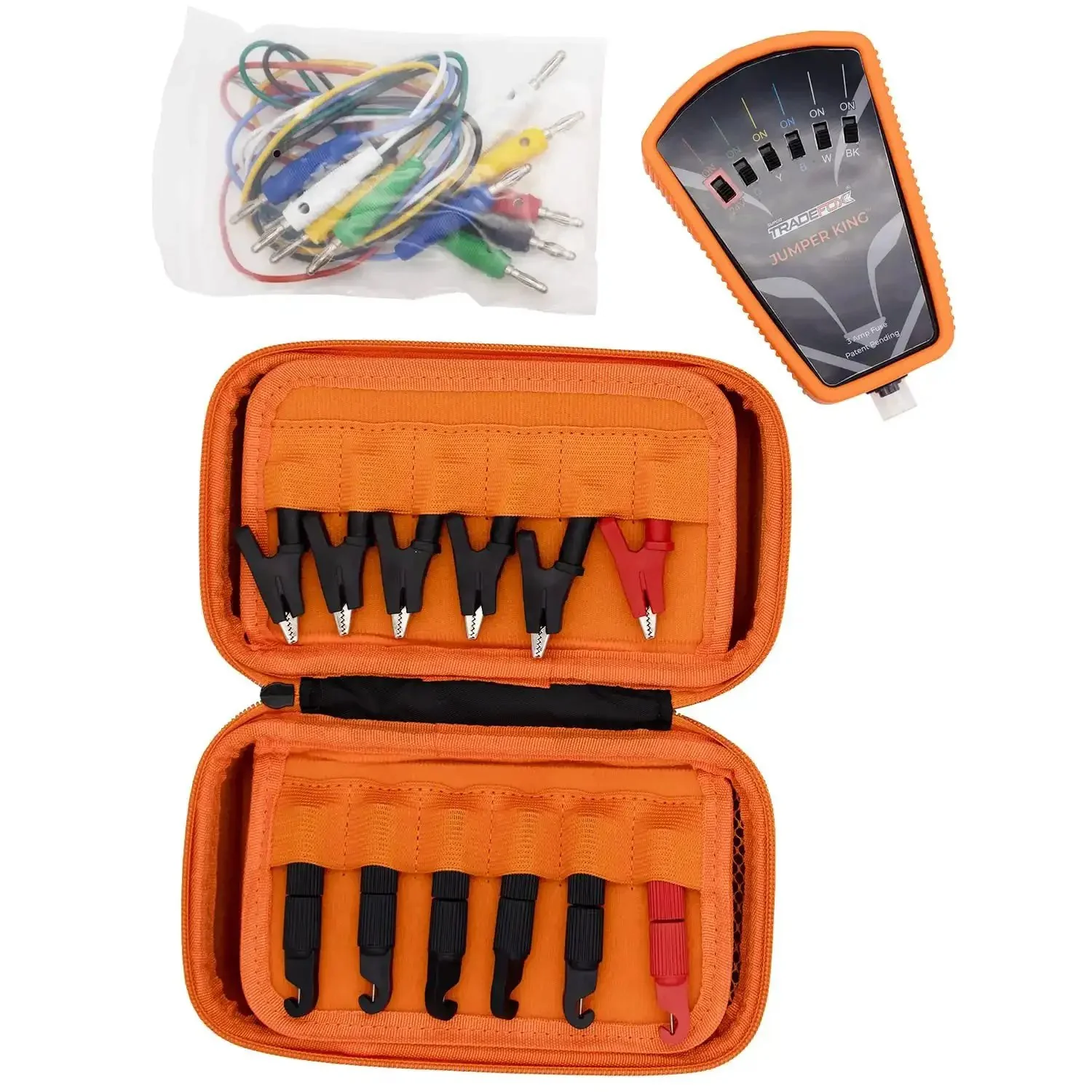 Low Voltage Fused Multi Jumper With Selector Switches For Thermostat Bypass And Quick Fix Short Cycle Prevention In 0 To 30 VAC DC Systems Includes Spade Adapters