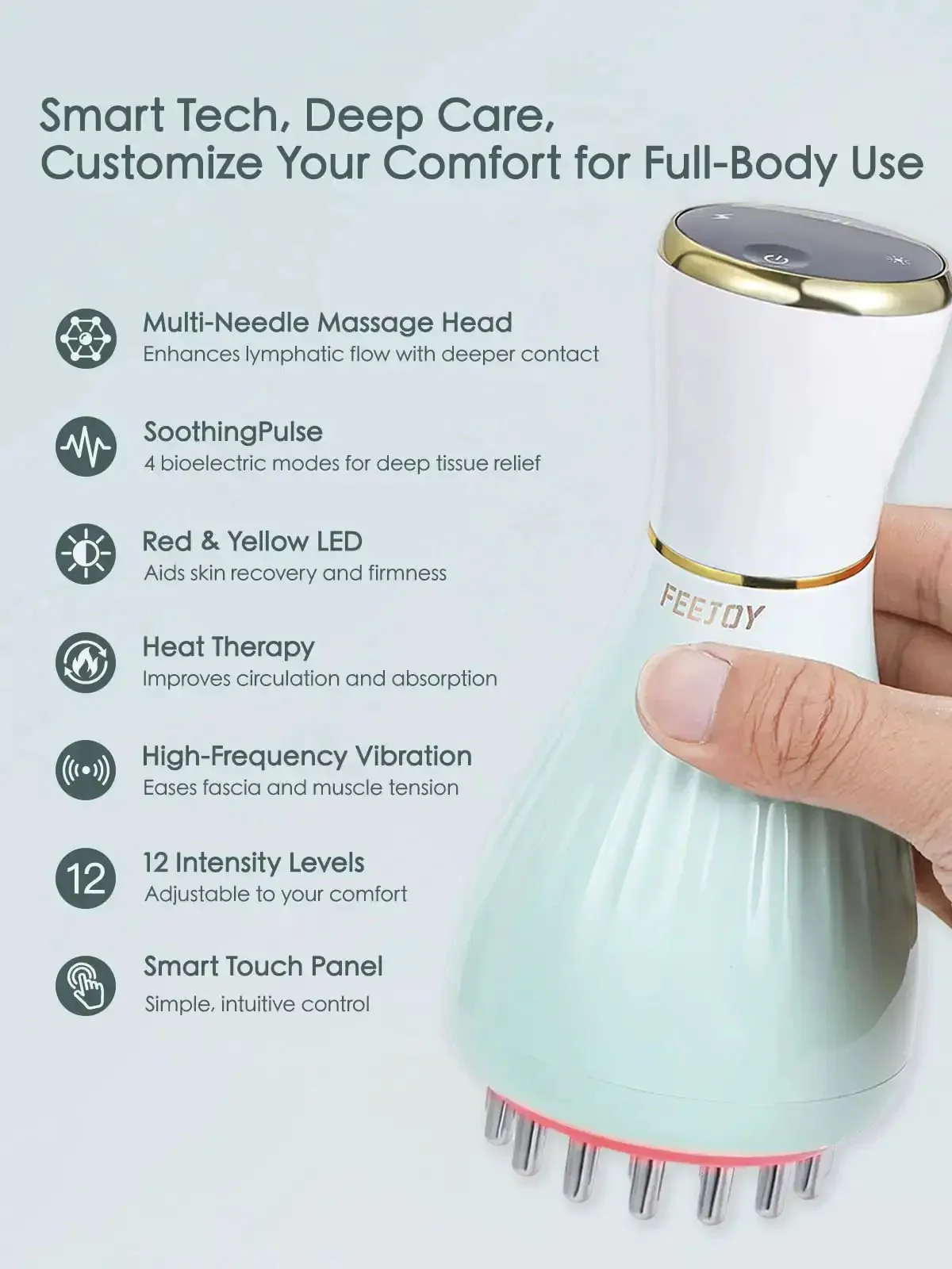 Lymphatic Drainage Massager With Microcurrent, Light, Heat And Vibration For Legs, Arms And Belly, Body Sculpting Tool And Fascia Blaster, Cellulite Oil Included, Reduces Swelling, Bloat, Water Retention And Puffiness - Image 5