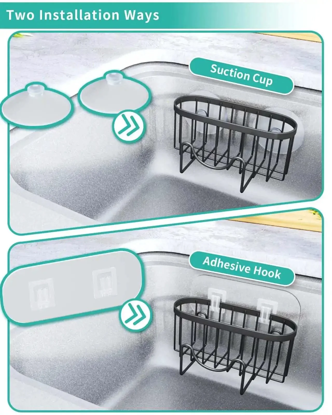 M Shaped Stainless Steel Kitchen Sink Caddy With Dual Mount Options And Rustproof Build Holds Sponges And Brushes Plus Sink Stopper And Scrapers For Easy Dish Station Organization - Image 5