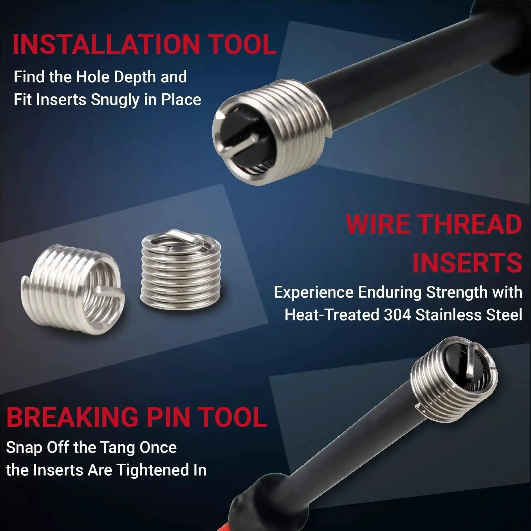 M10x1.0 Helicoil Thread Repair Kit For Rethreading Internal Threads, 15-Piece Set With HSS Drill, Insertion Tool, Break Tool, Precision Tap, Drill Bit, And Carry Case For Fast Metal Repairs - Image 3