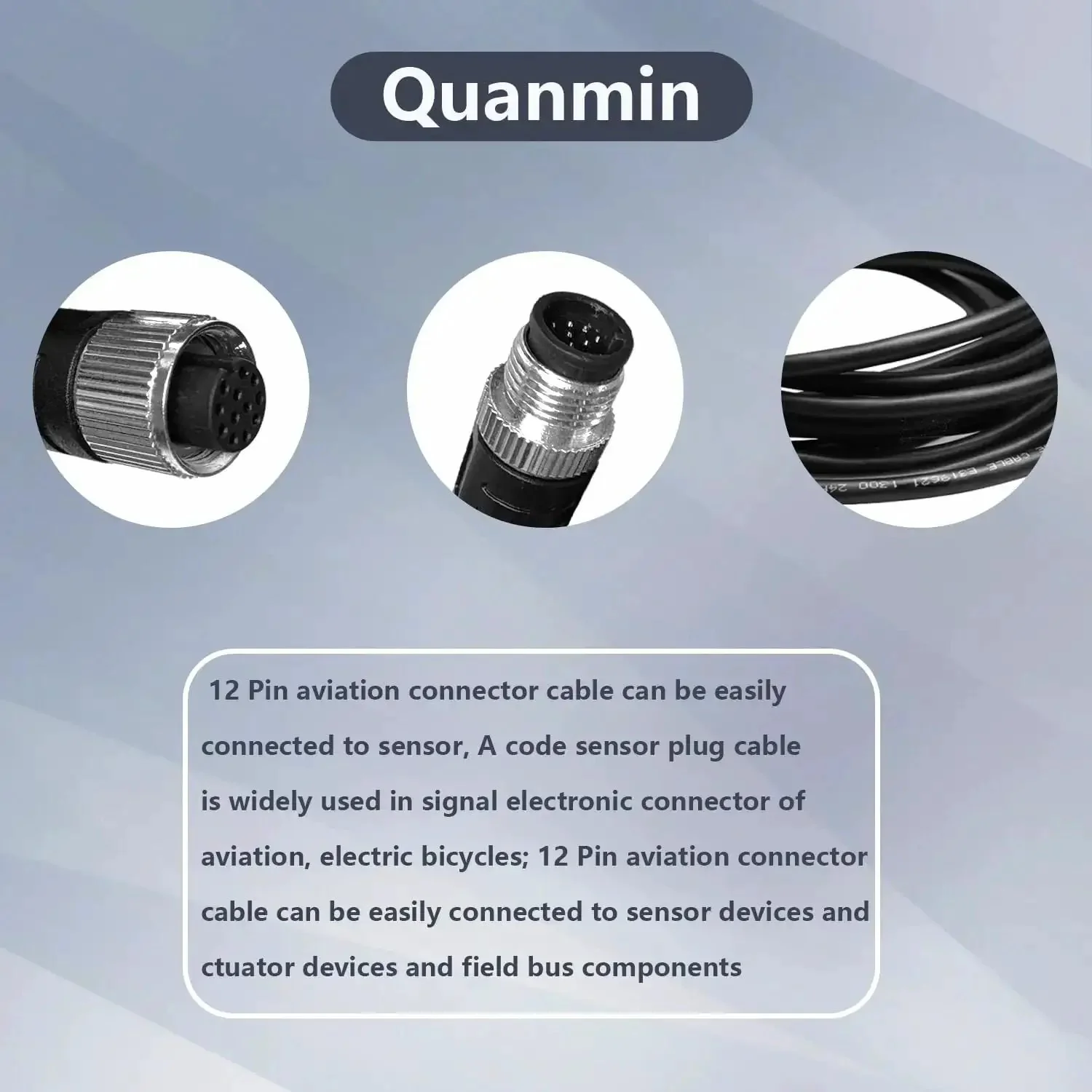 M12 12 Pin A Code Connector Cable Male To Female IP67 Waterproof Industrial Extension Wire 30V 1.5A For Sensors Actuators Cameras Barcode Readers Industrial Ethernet Fieldbus - Image 7