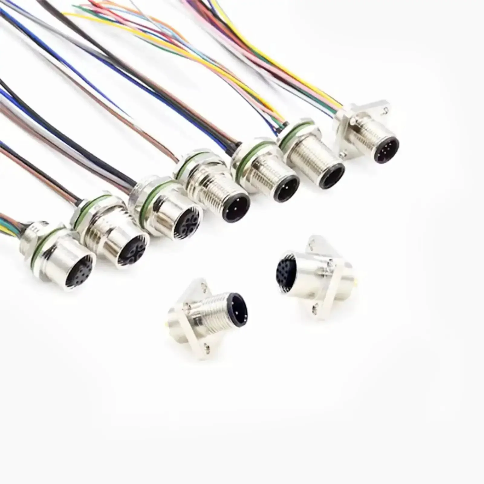 M12 12 Pin A Coded Male Connector Cable IP67 Waterproof Back Mount Unshielded Straight Aviation Socket Sensor Receptacle 0.5 Meter For Panel And Cable Assemblies - Image 5