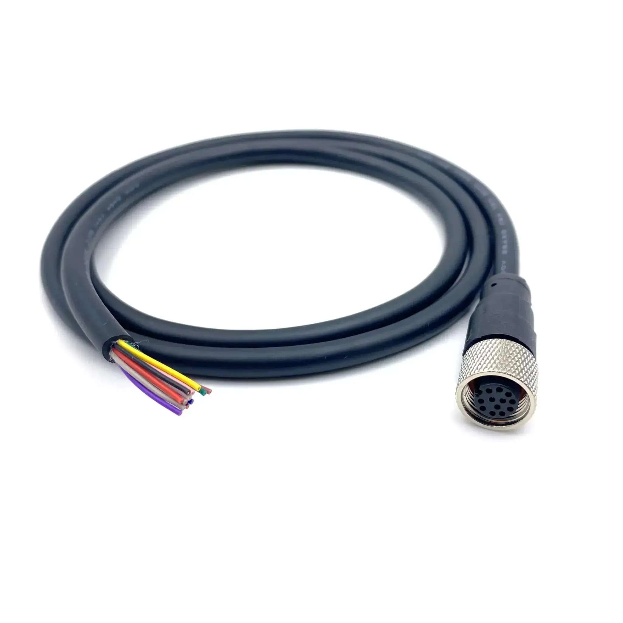 M12 12 Pin Female Connector Cable A Code Straight Aviation Plug Pro Grade Electrical Cable PVC Industrial Molded Unshielded Cable AWG26 0.5 Meter Brass Gold Plated Contacts