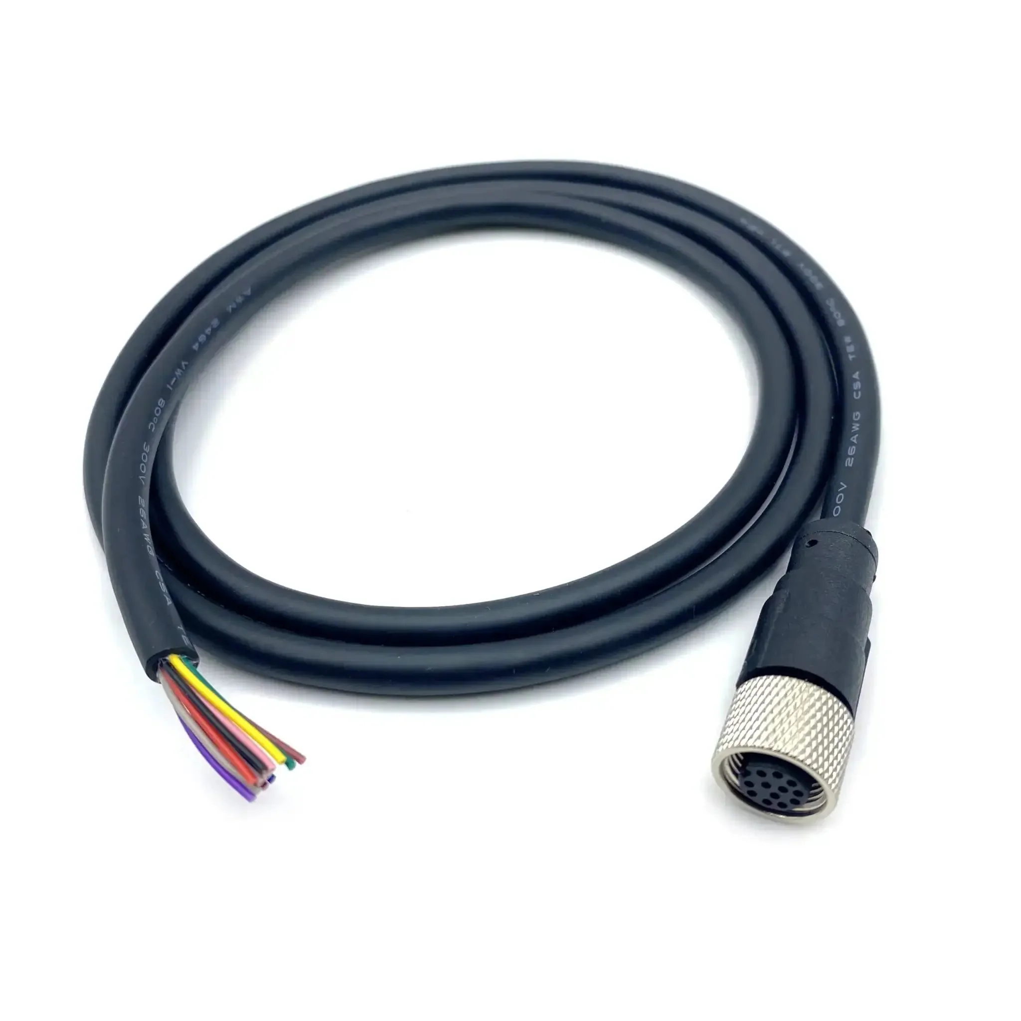 M12 12 Pin Female Connector Cable A Code Straight Aviation Plug Pro Grade Electrical Cable PVC Industrial Molded Unshielded Cable AWG26 0.5 Meter Brass Gold Plated Contacts - Image 7