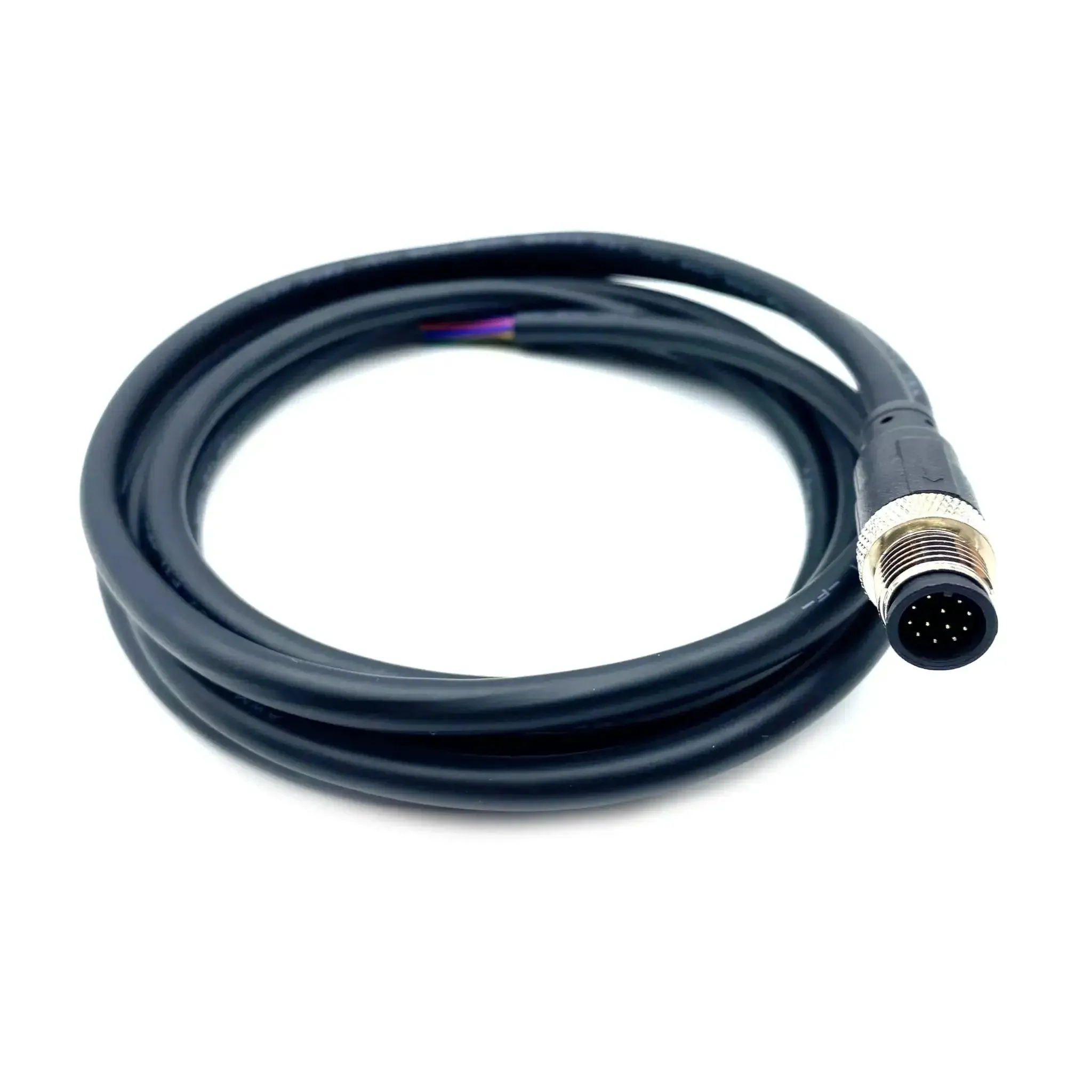 M12 12 Pin Male Connector Cable A Code Straight Molding Wire 2M AWG26 PVC Jacket Industrial Sensor Cable With Brass Gold Plated Contacts For Field Devices And Terminal Blocks No Fuss Plug And Play