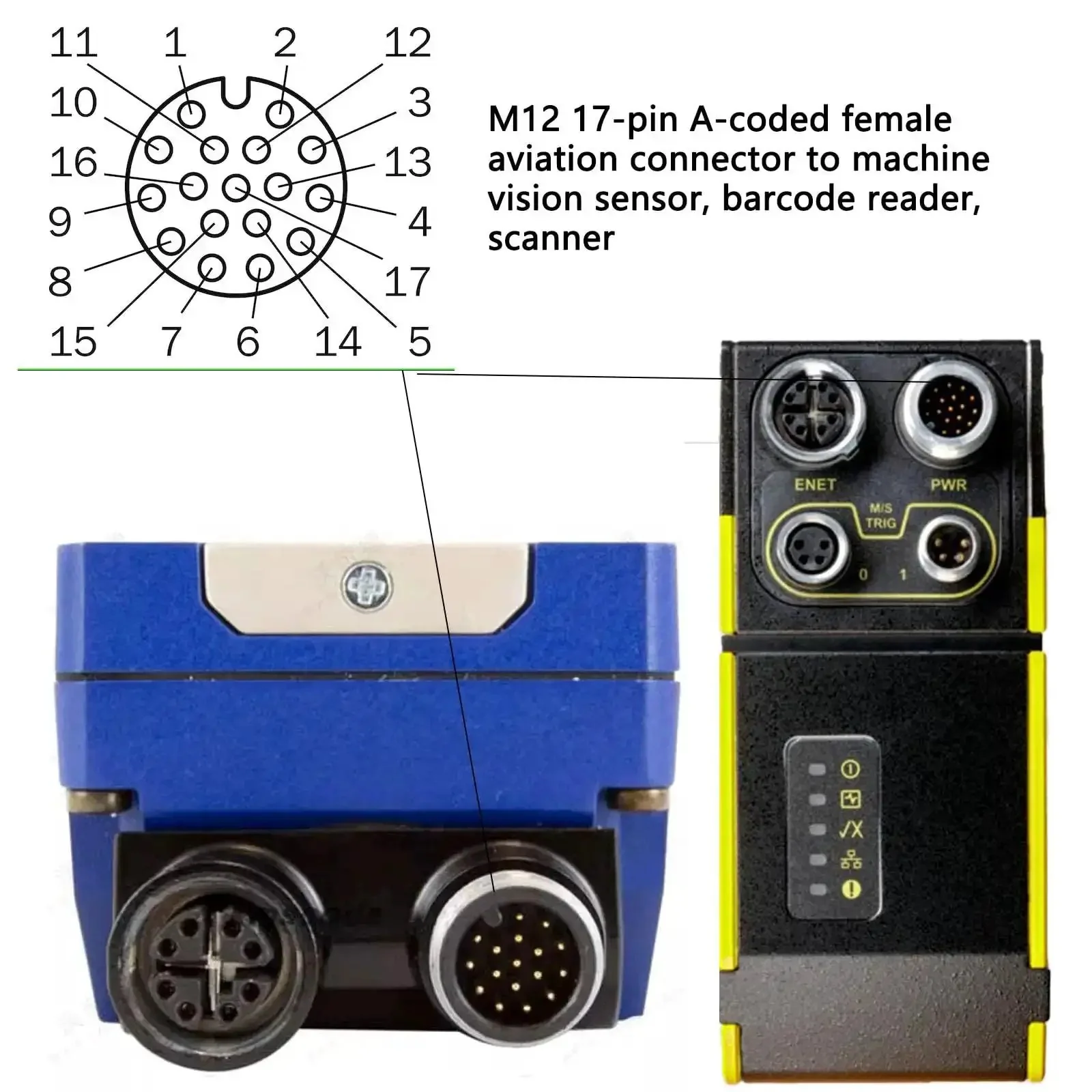 M12 17 Pin A Coded Female To Flying Lead Vision Cable 5m Compatible With Cognex In Sight SICK Banner Datalogic HikRobot Vision Systems Sensors Actuators Scanners Readers Power And Data I O - Image 3
