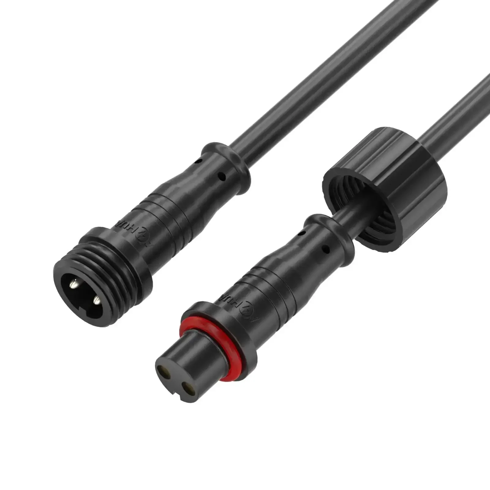 M12 2 Pin Waterproof Connector Set Heavy Duty For LED Strip Lights 22 AWG 5 Pairs With 25 Cm Extension Cables IP65 Indoor Outdoor Male And Female Plug For Easy Quick Connect - Image 3